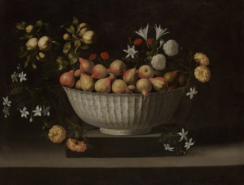 Flowers and Fruit in a Porcelain Bowl by Juan de Zurbarán