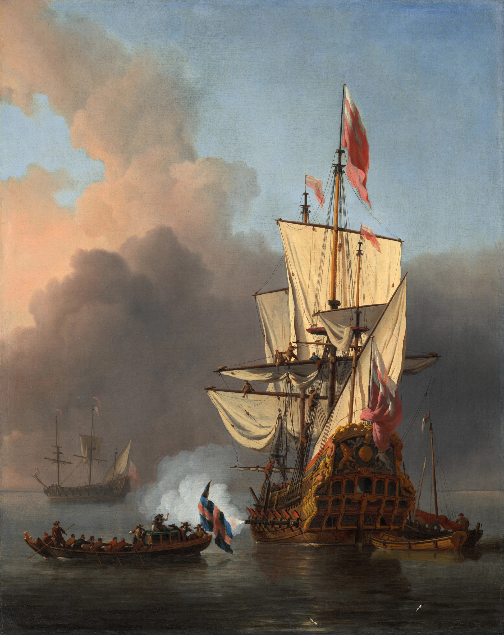 An English Warship Firing A Salute 2018.10.1