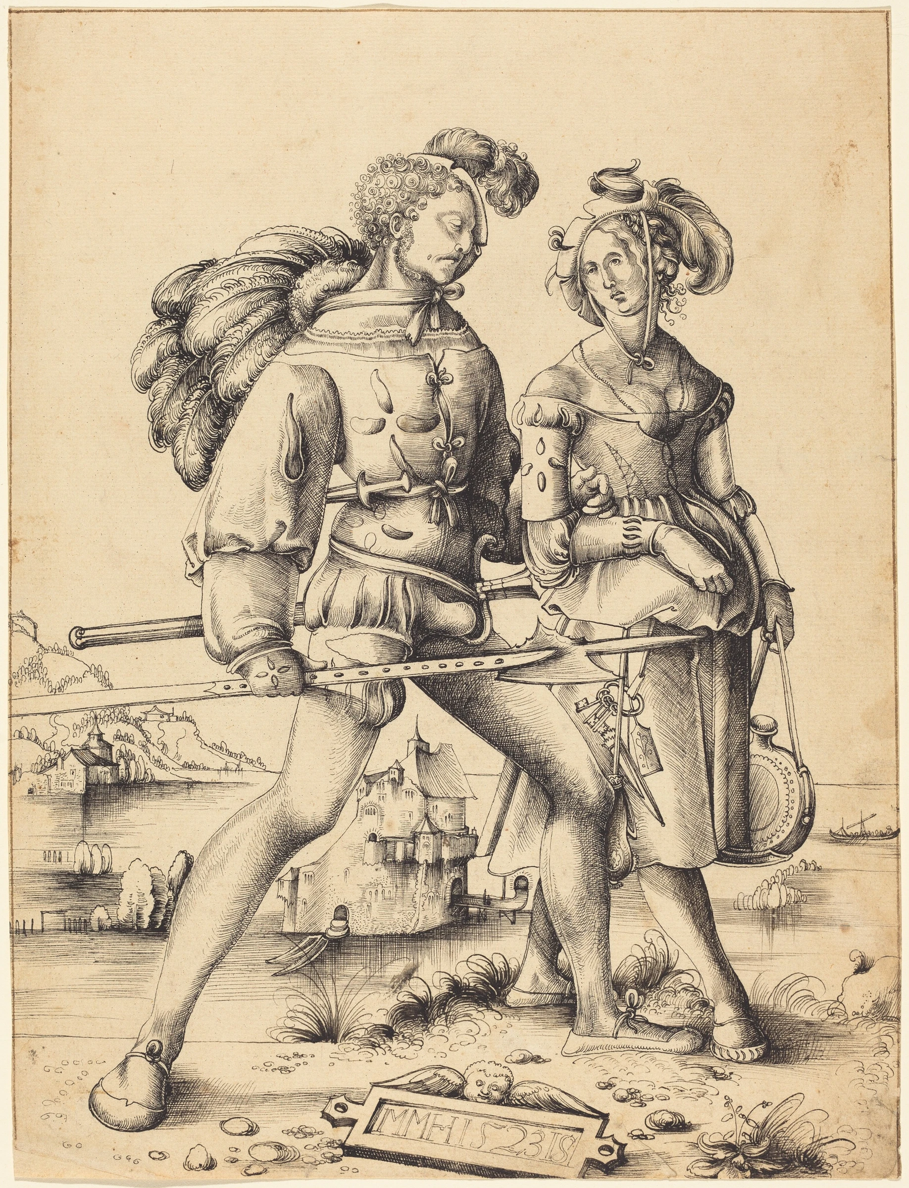 a soldier walking with a camp follower 2011.11.1