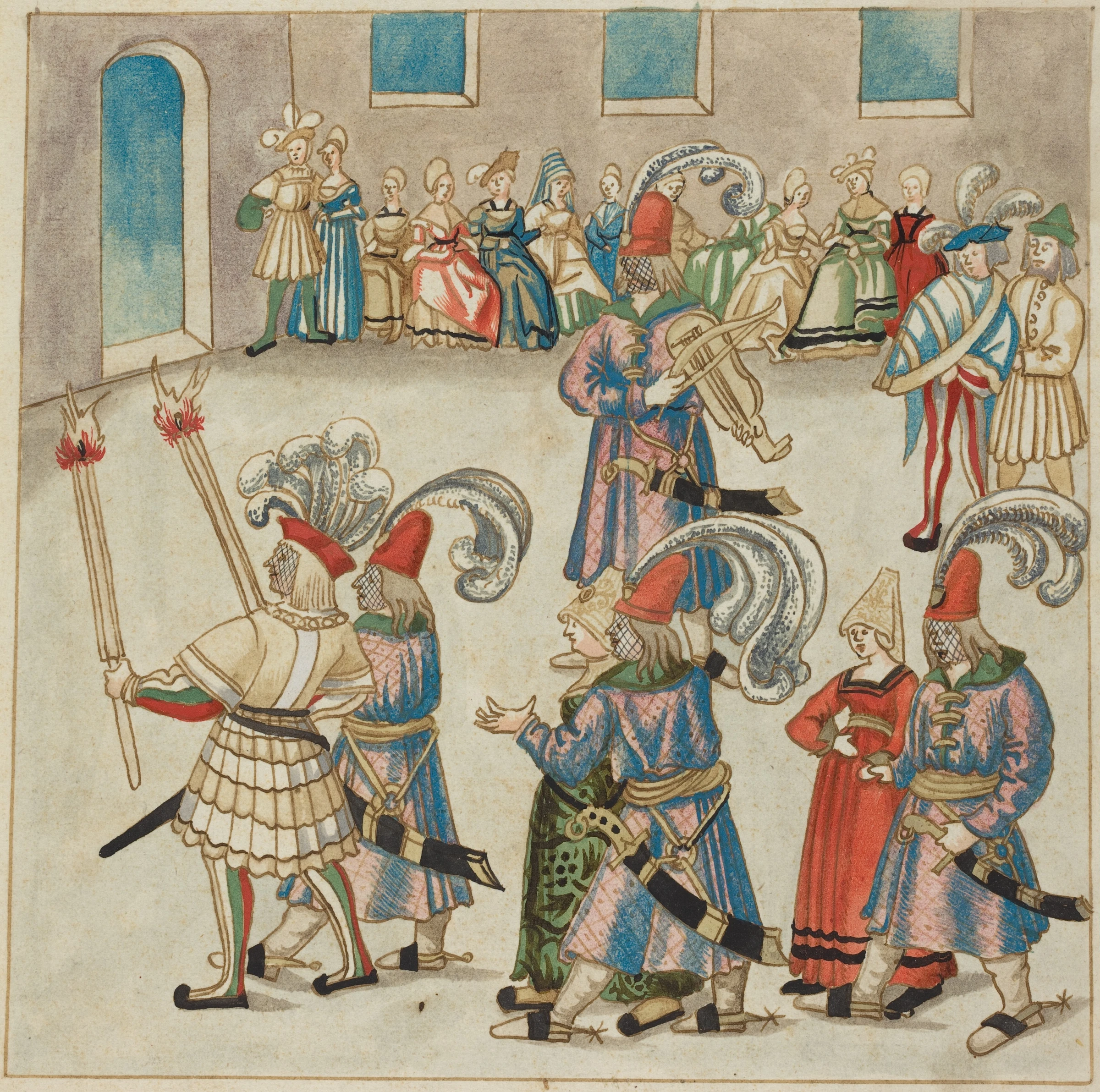 two dancing couples led by torch bearing knights 1964.8.1765