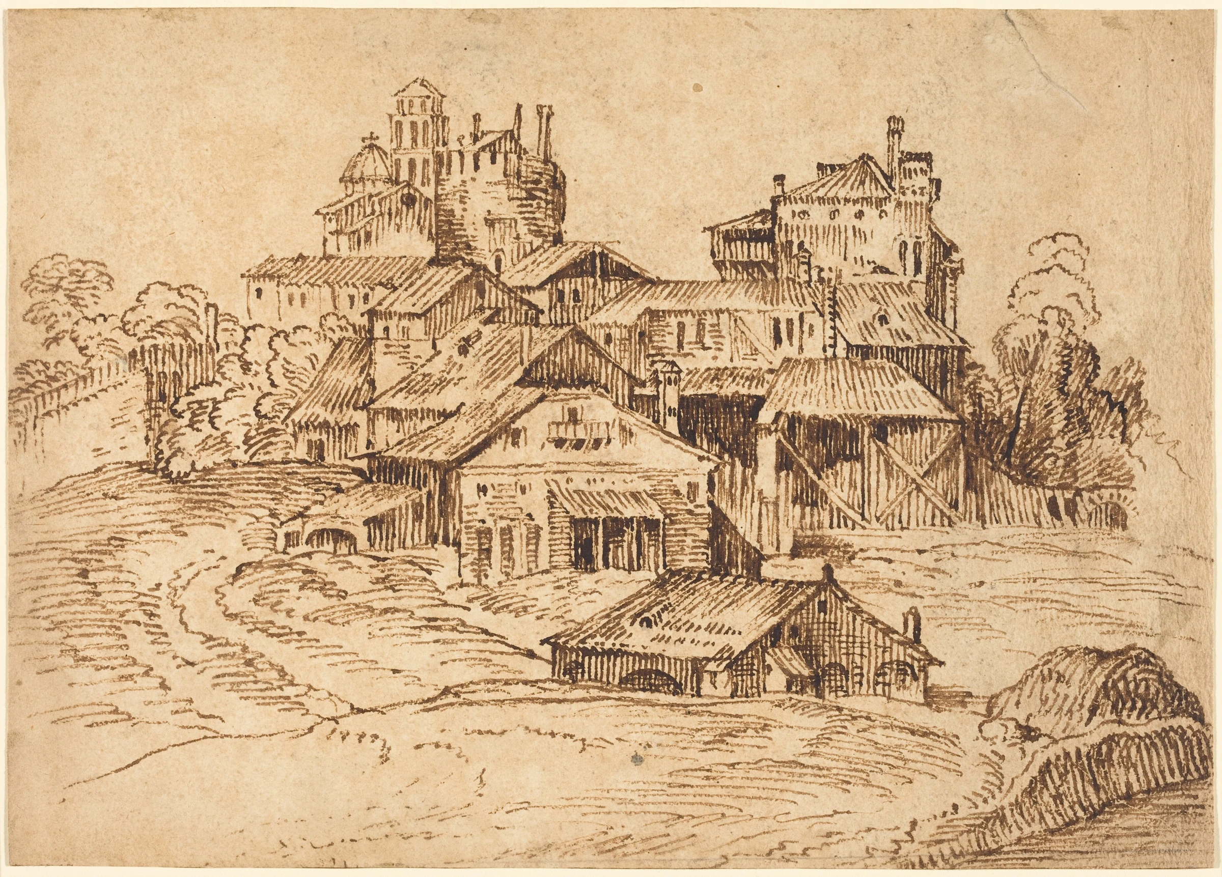 view of an italian town (after titian or domenico campagnola) 2009.70.22