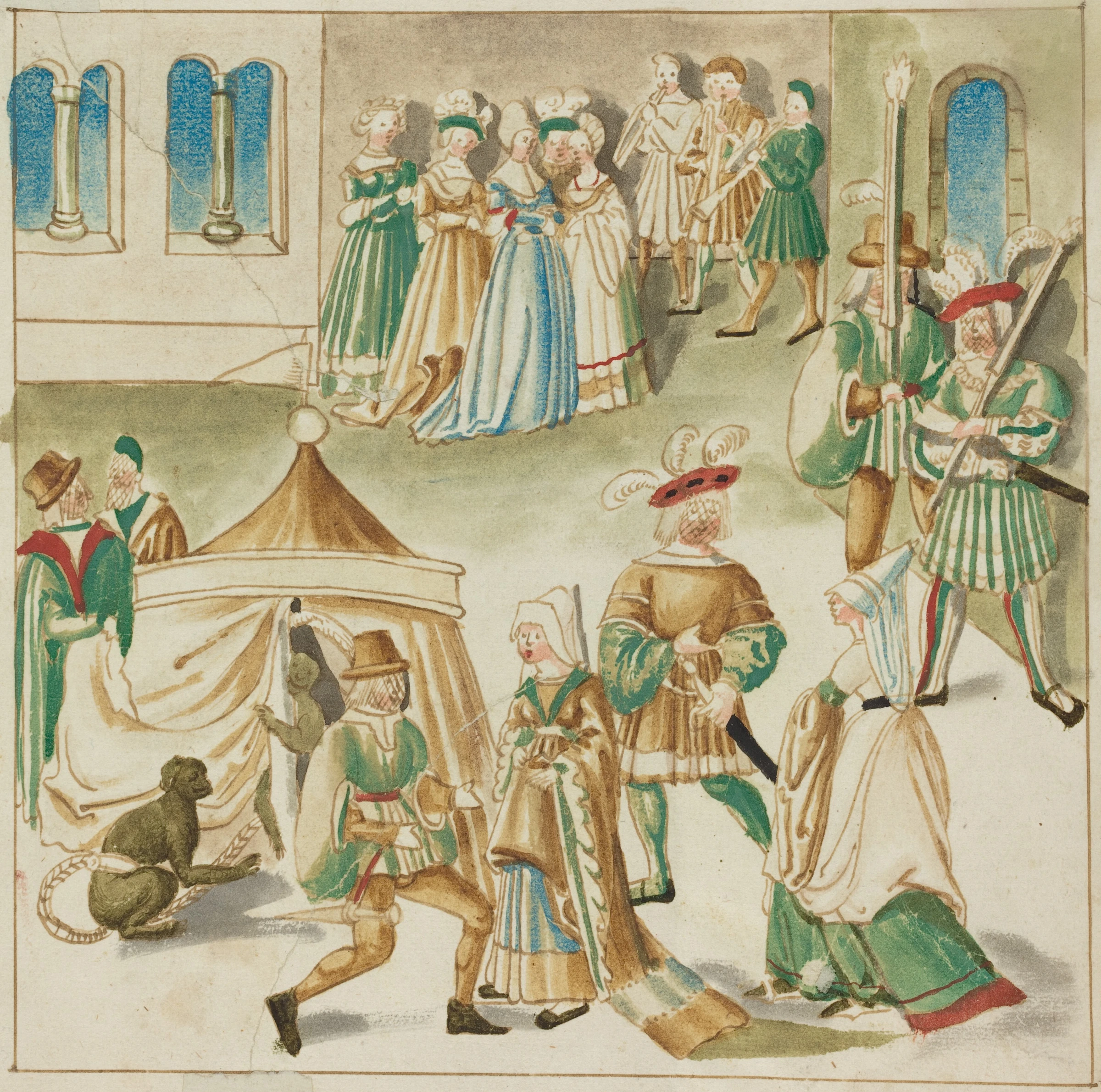 court amusements with two monkeys 1964.8.1761