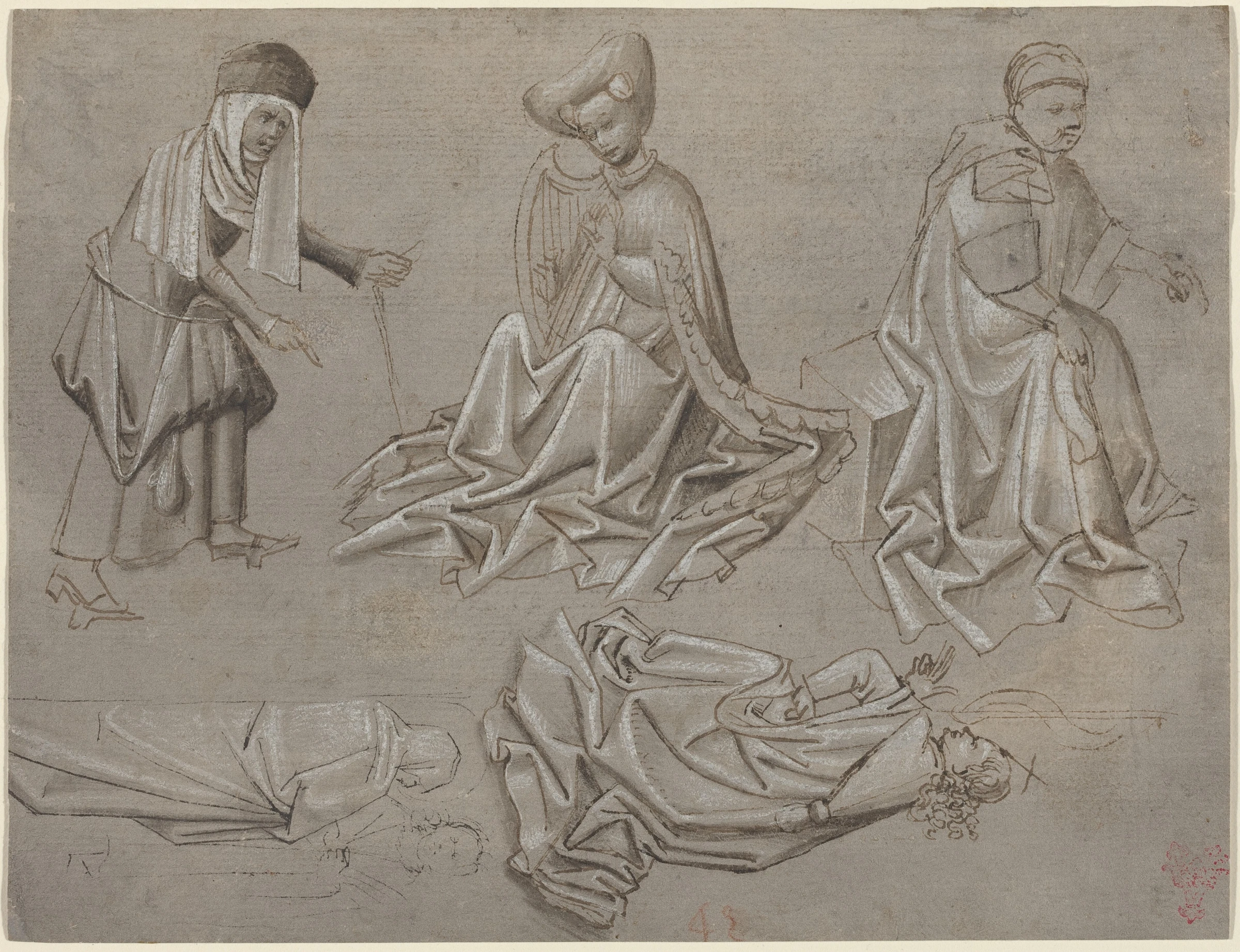 studies for six figures (sheet from a model book) recto 1974.20.2.a