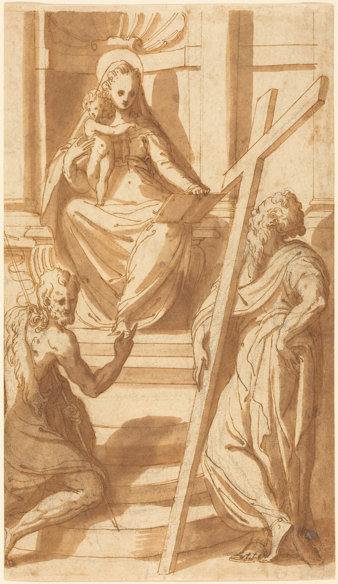 the madonna and child enthroned with saint john the baptist and saint andrew 1972.59.3