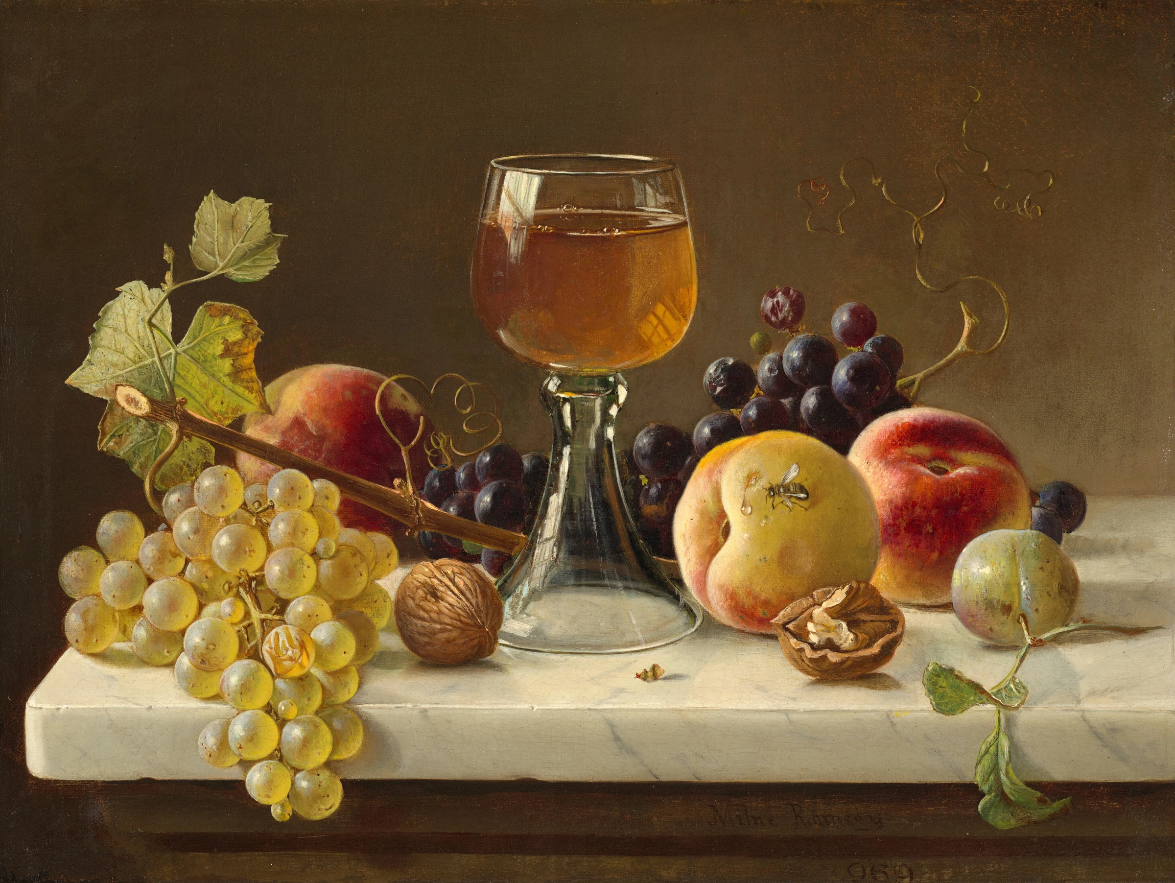 Marble Tabletop With Fruit And Wineglass 2018.44.16