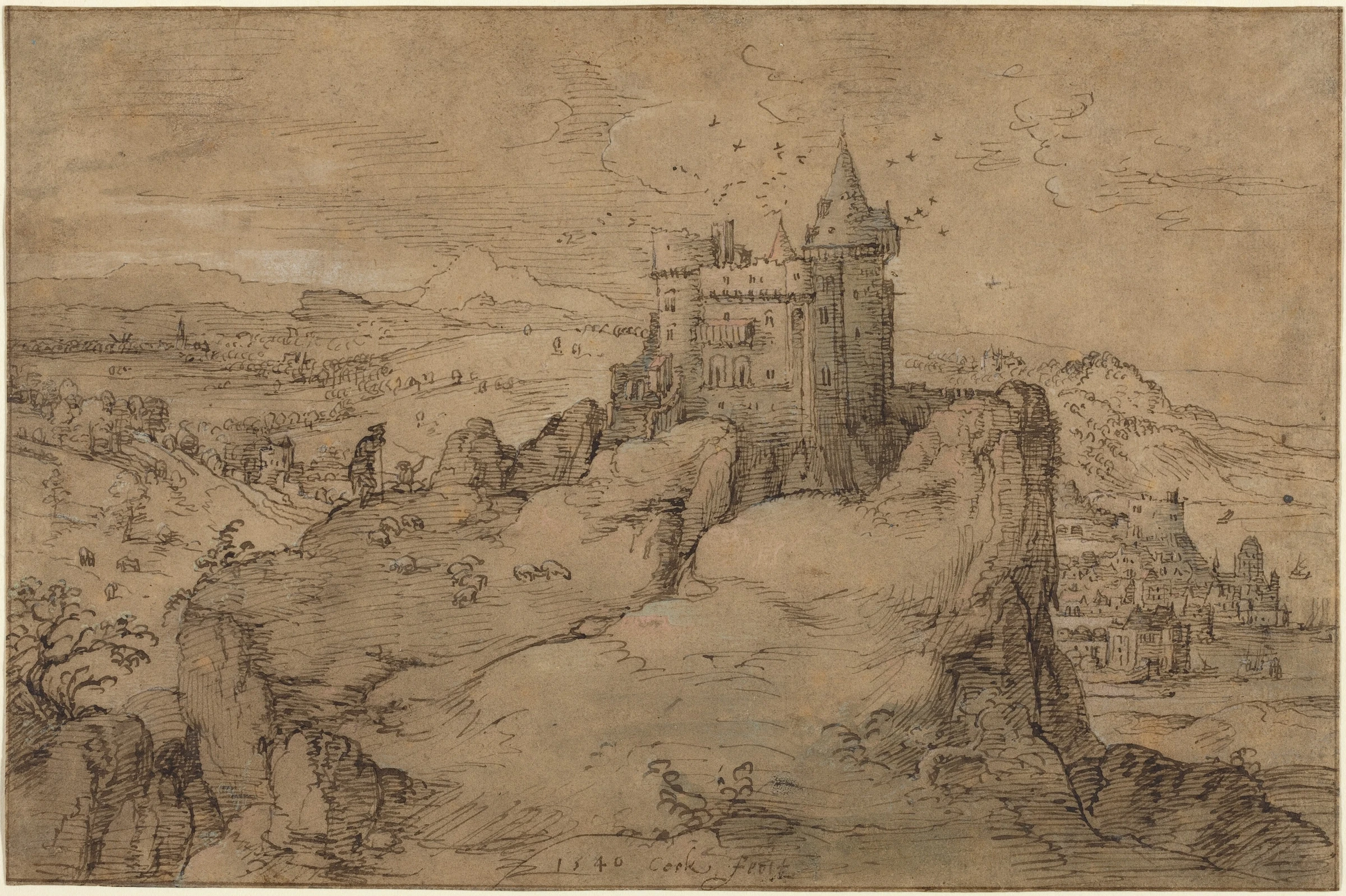landscape with castle above a harbor 1978.19.2