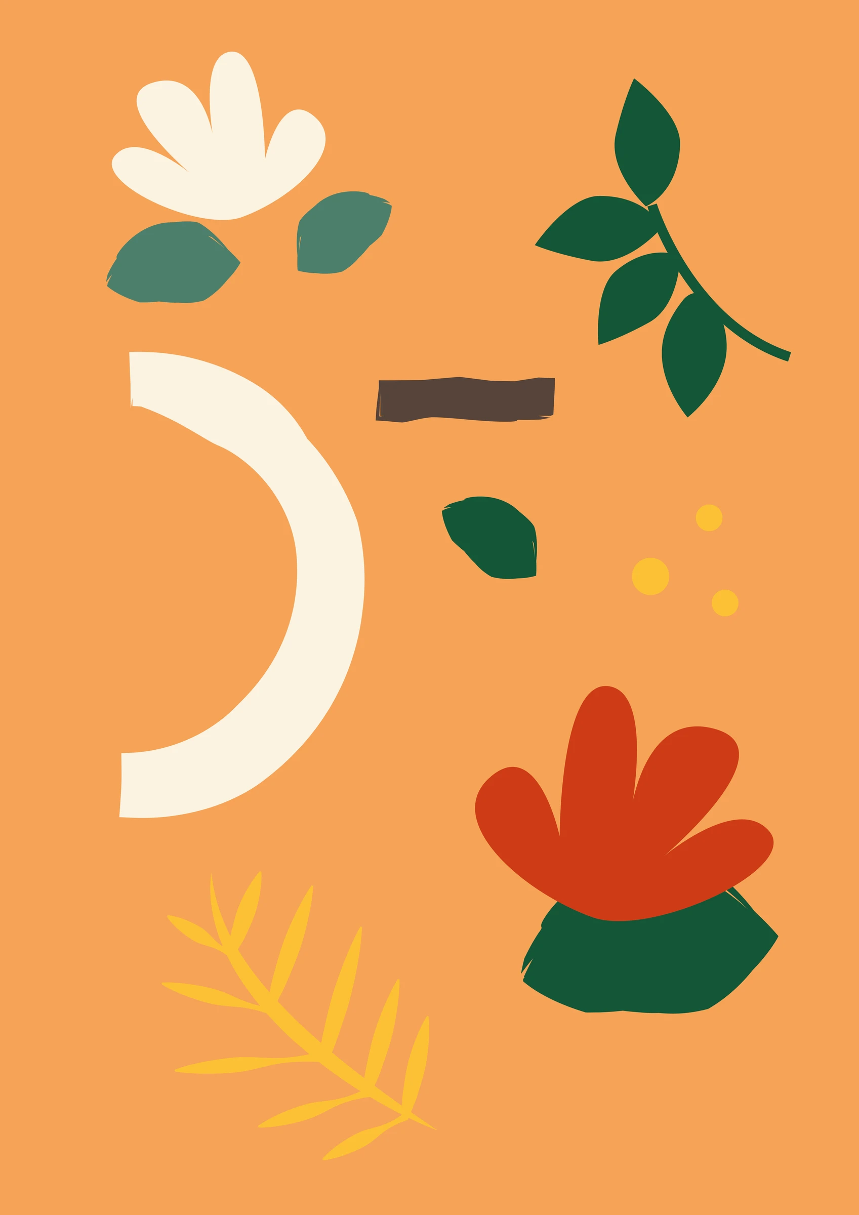 Orange Abstract Botanical Arrangement