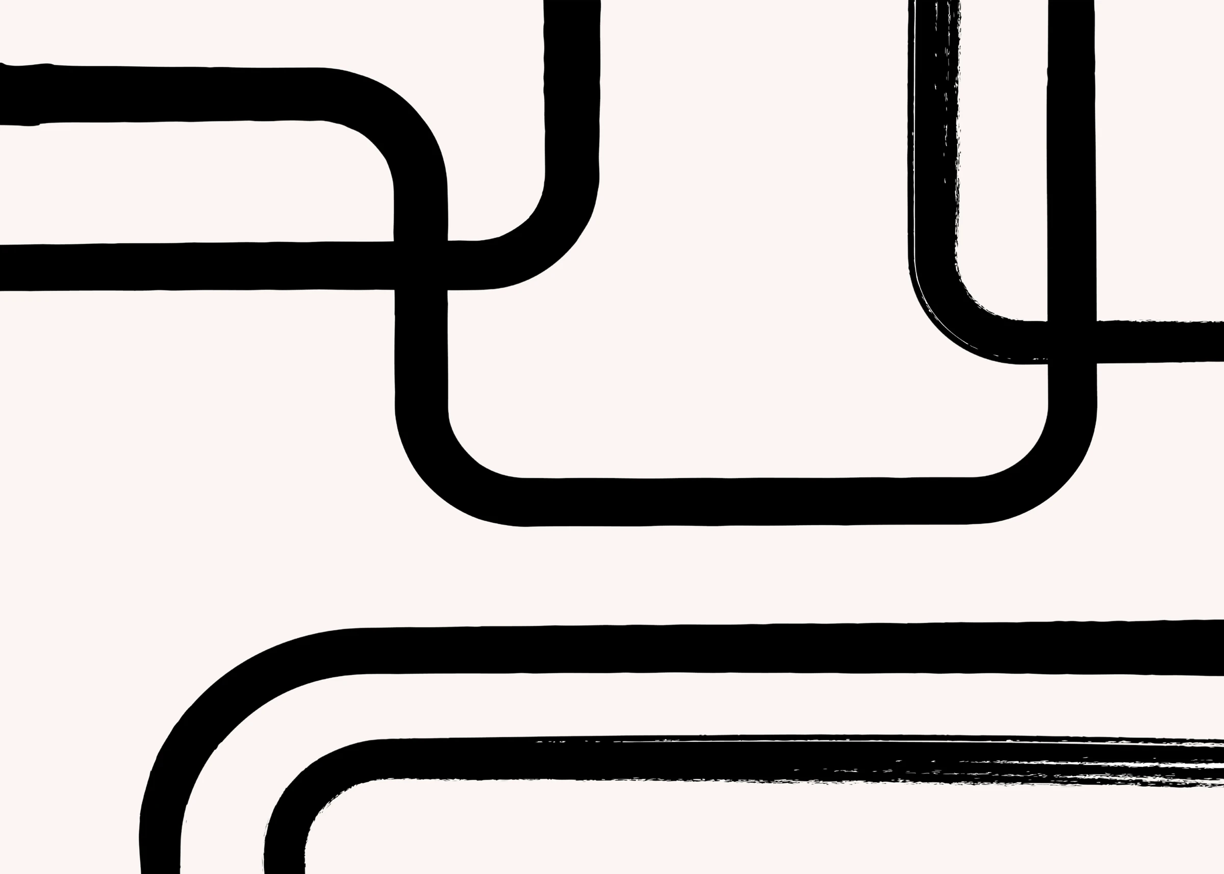 Rounded Black Paths Across Cream