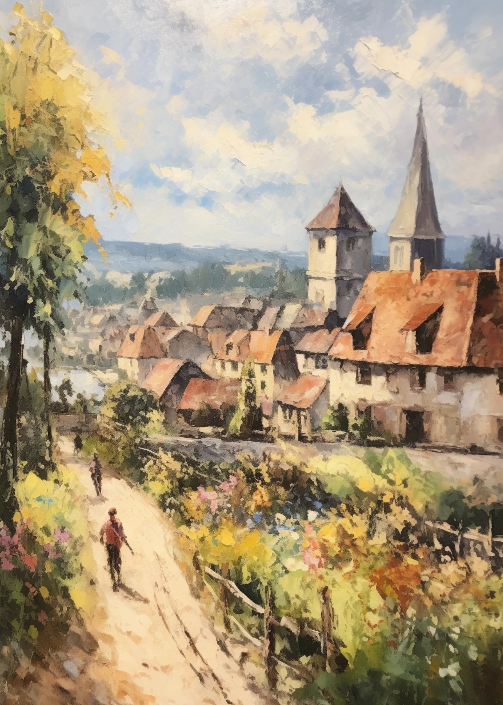 Village Rooftops and Church Spires