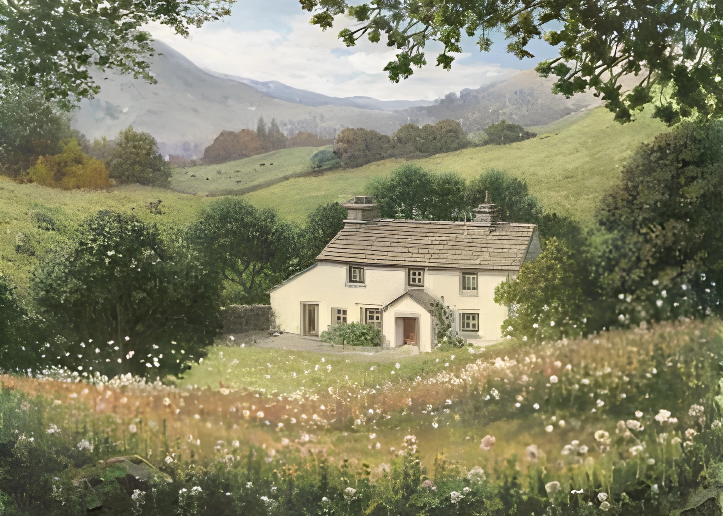 Cottage in a Flowering Meadow