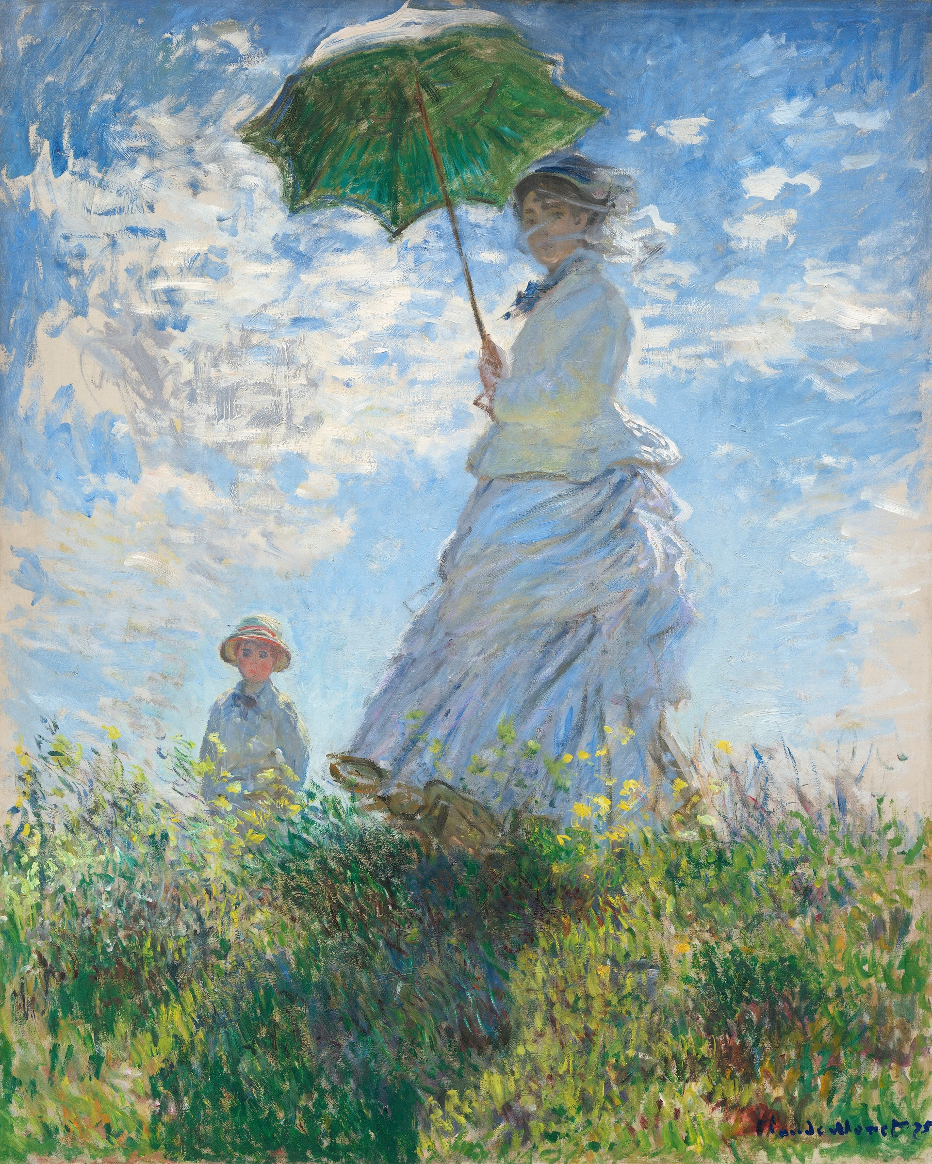 Claude Monet's Madame Monet and Her Son (1875), woman with a Parasol.