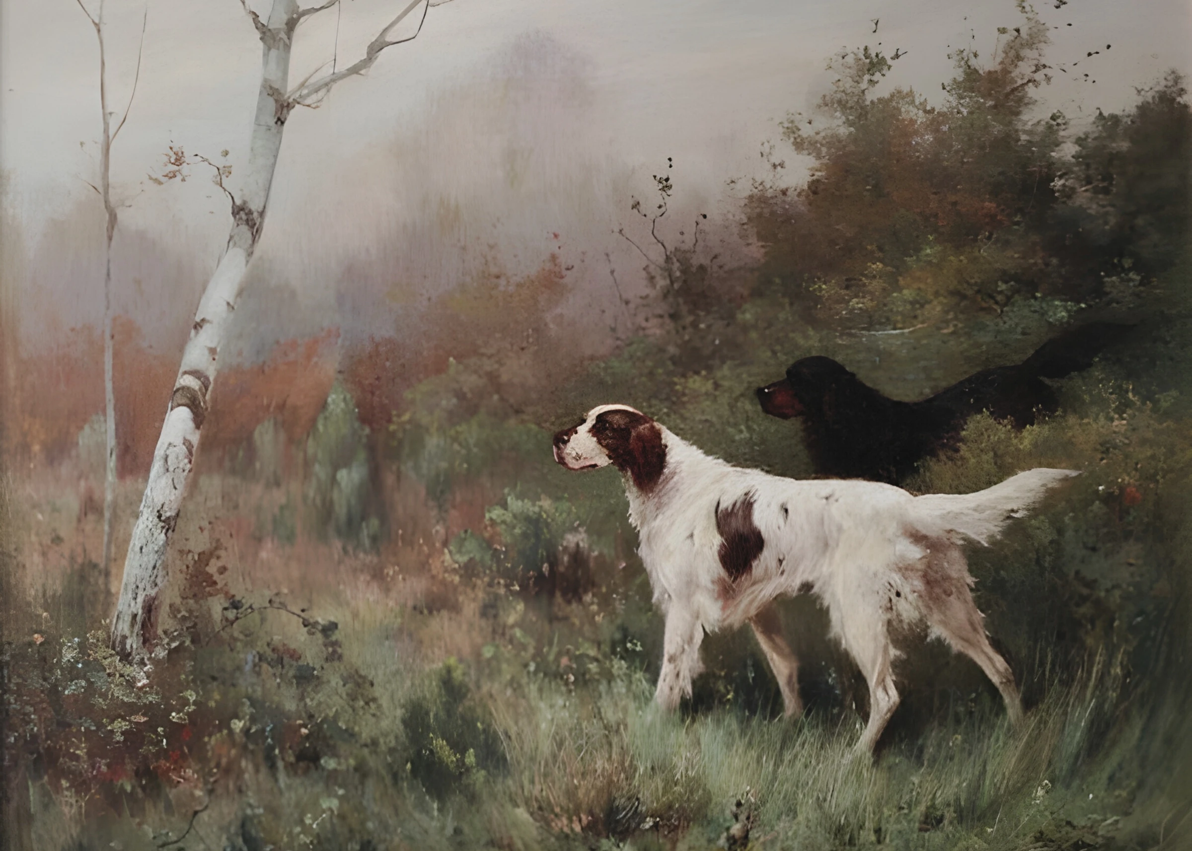 Two Dogs at a Woodland Edge