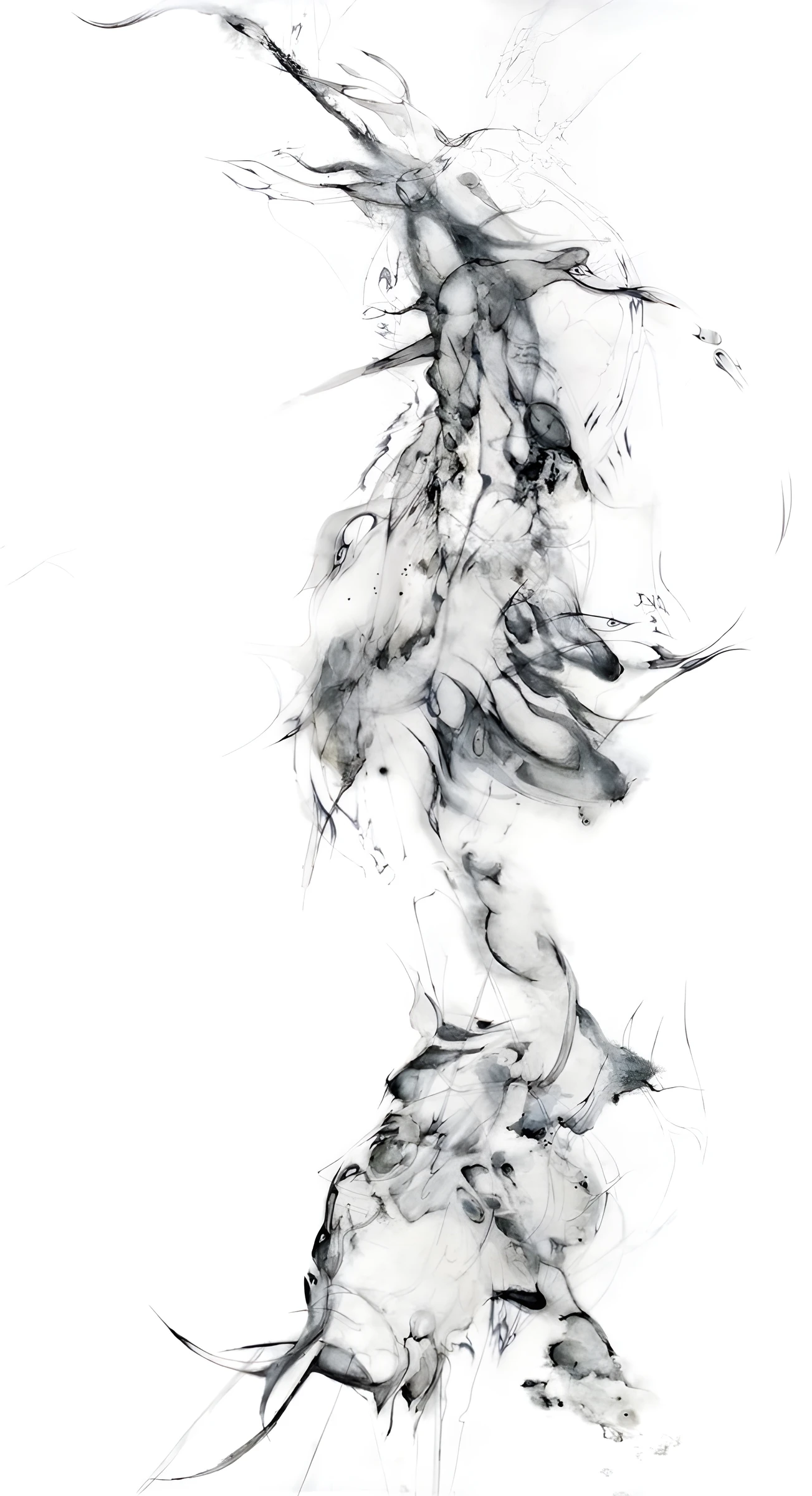 Vertical Trail of Wispy Ink