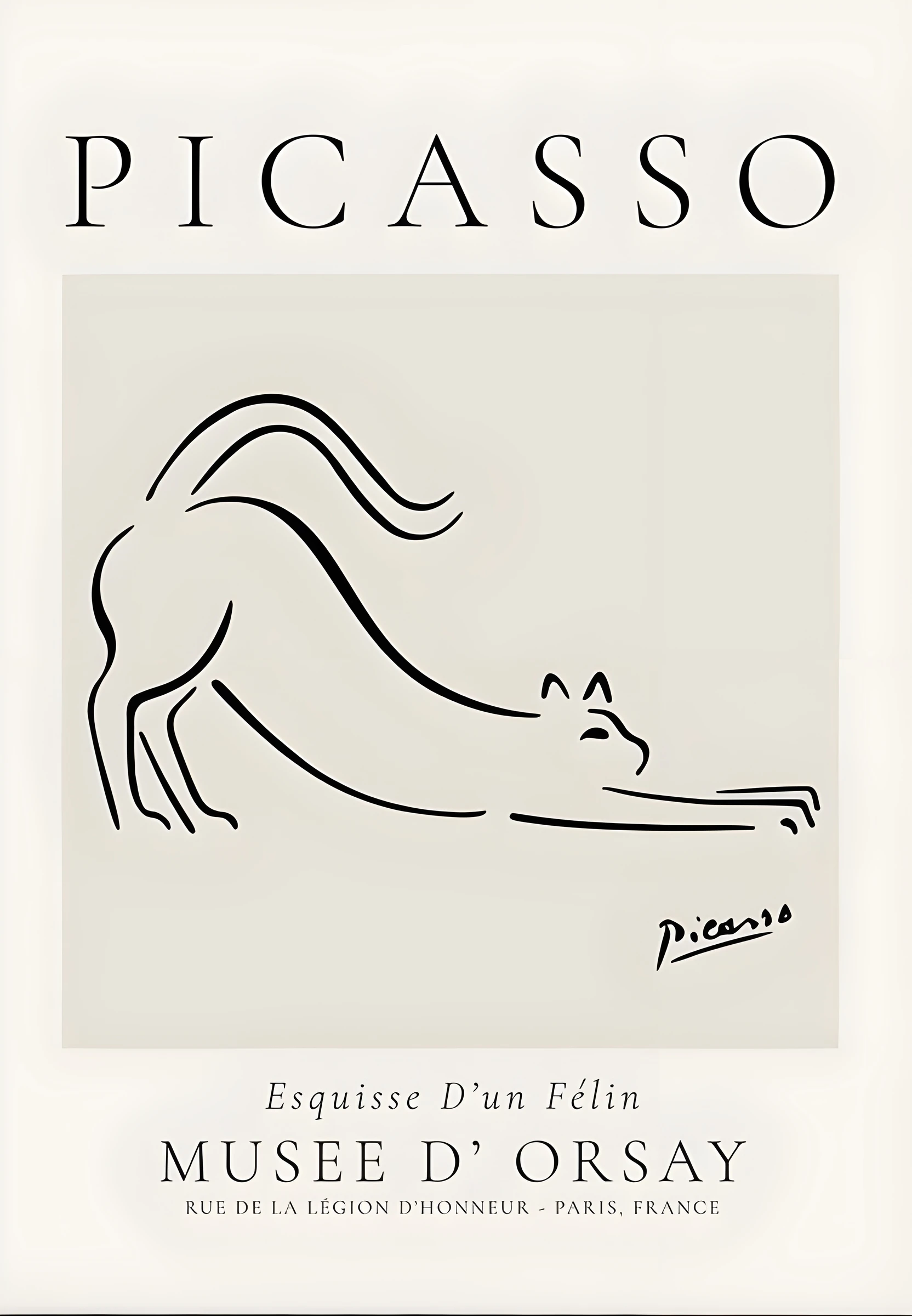 Picasso Lettering with a Reclining Line Figure