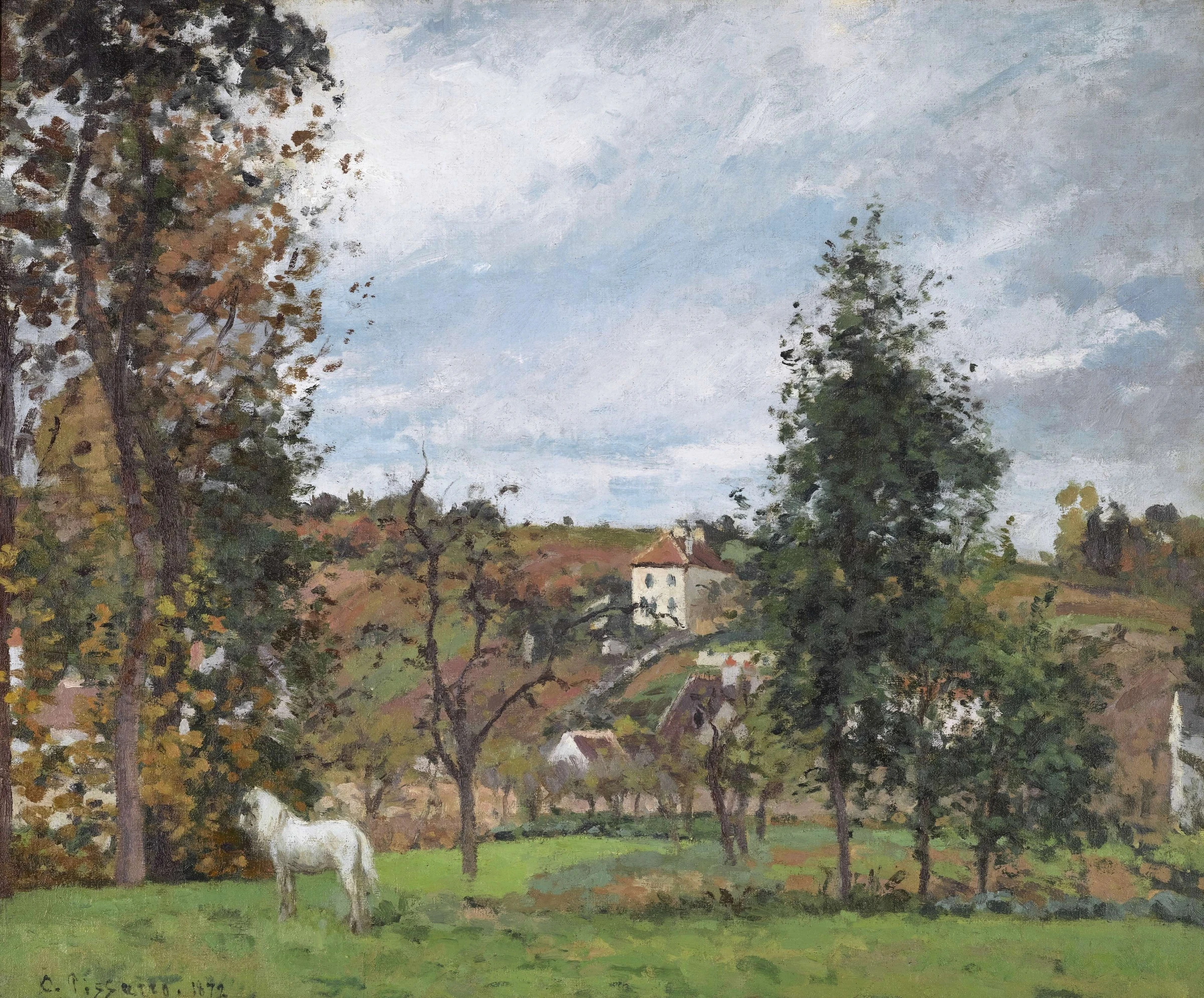 Landscape with a White Horse in a Meadow, L Hermitage, 1872