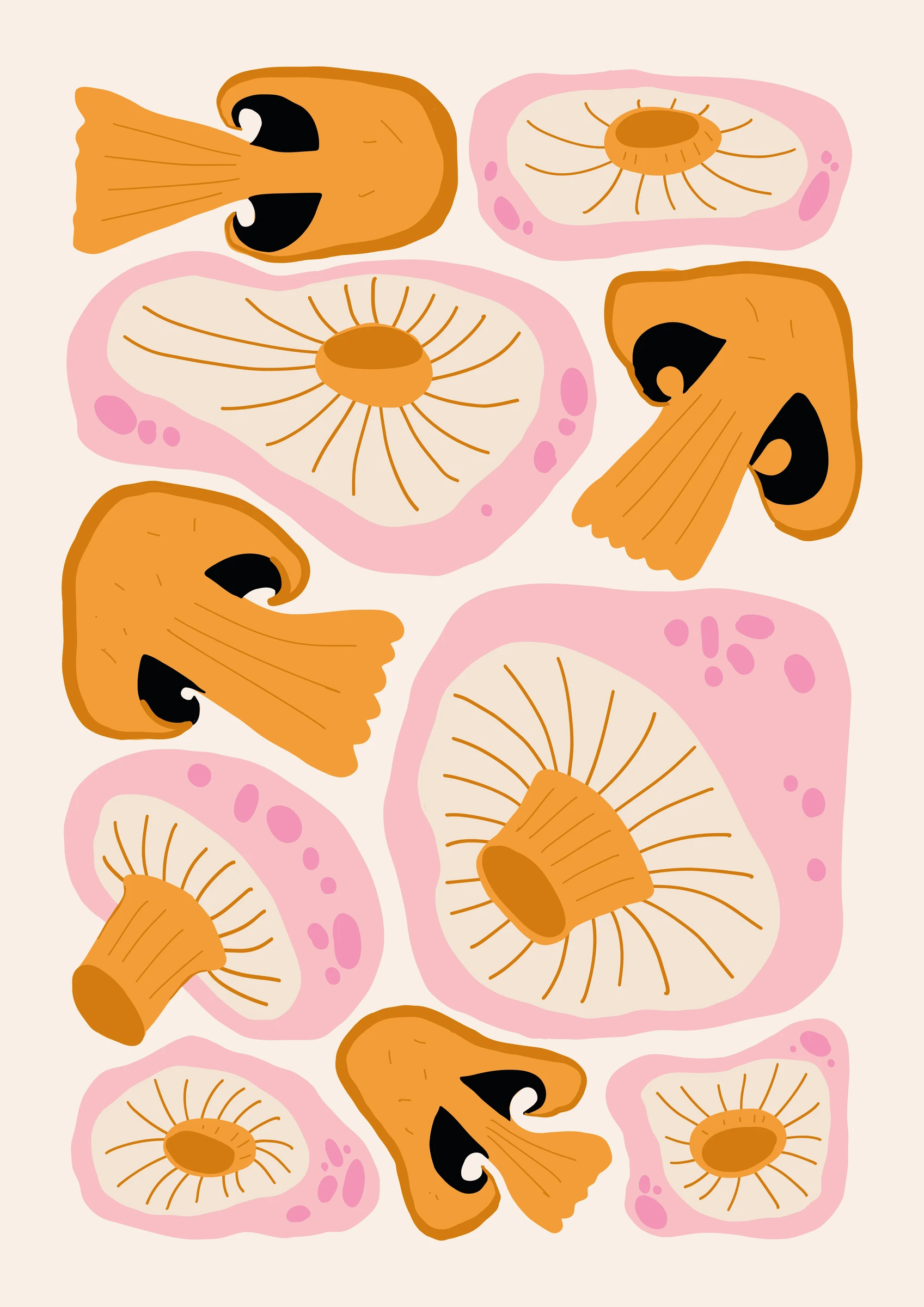 Pink and Orange Mushrooms