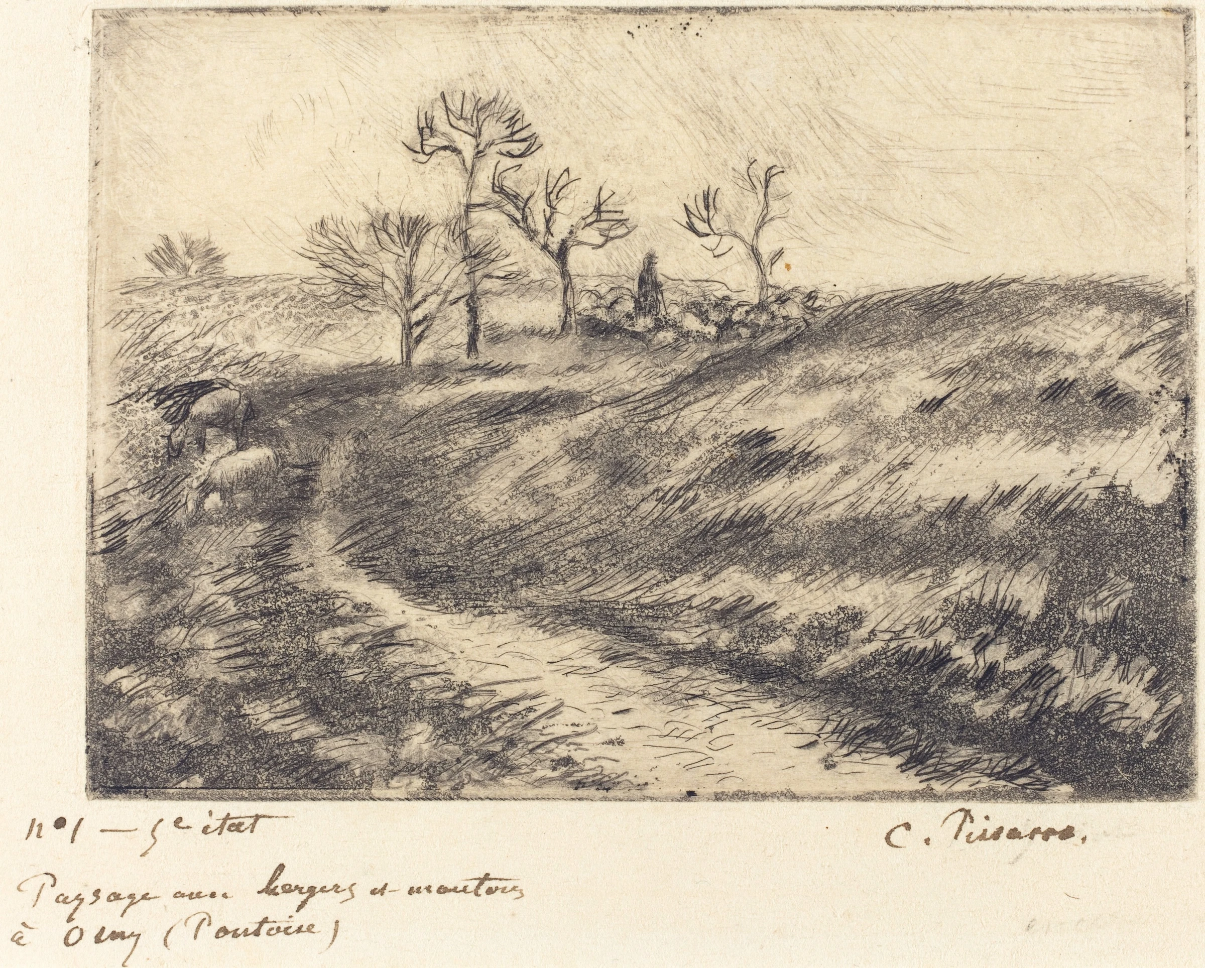 Landscape with Shepherd and Sheep at Osny (Pontoise), 1883