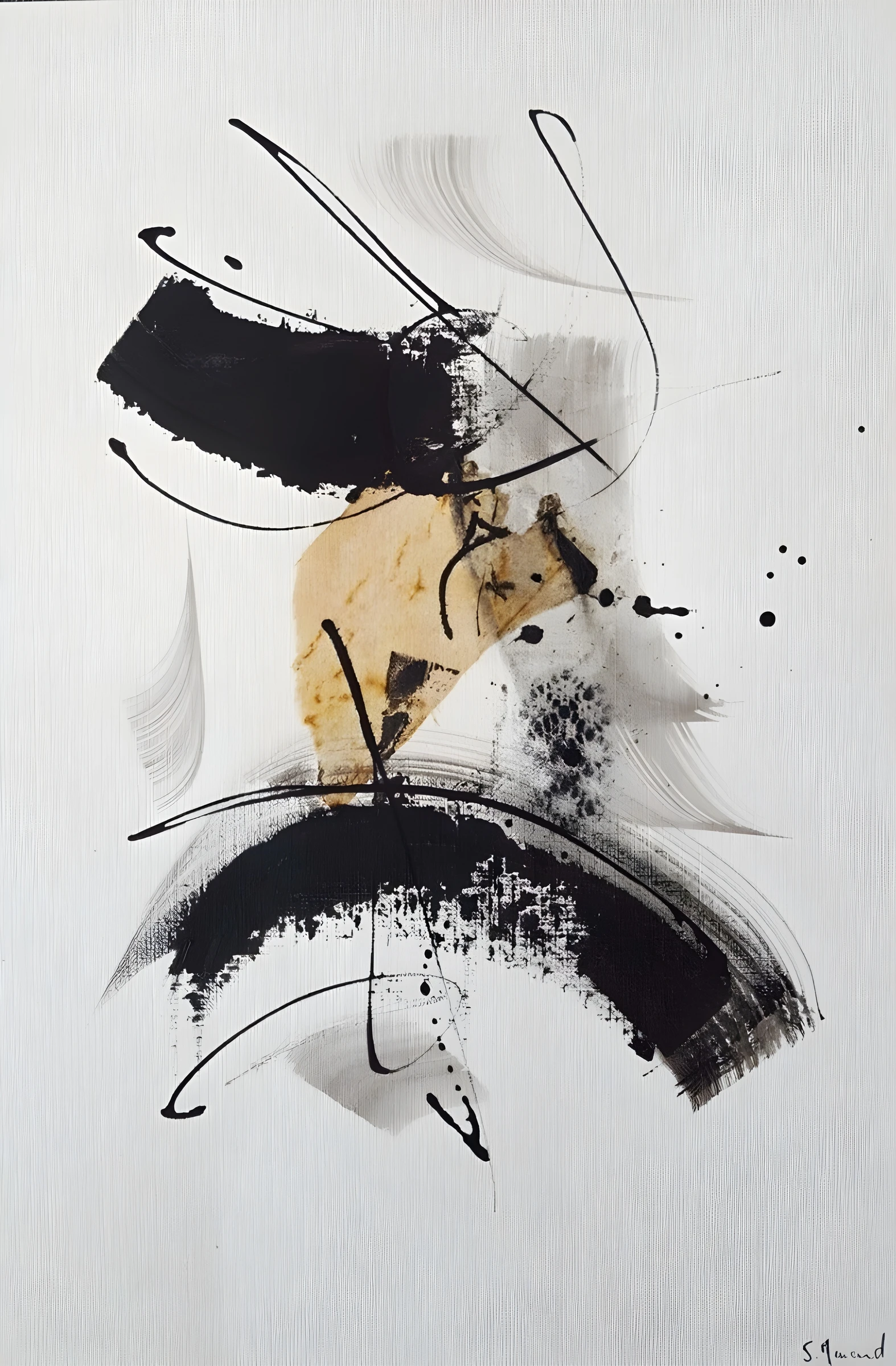 Gestural Marks with a Gold Patch