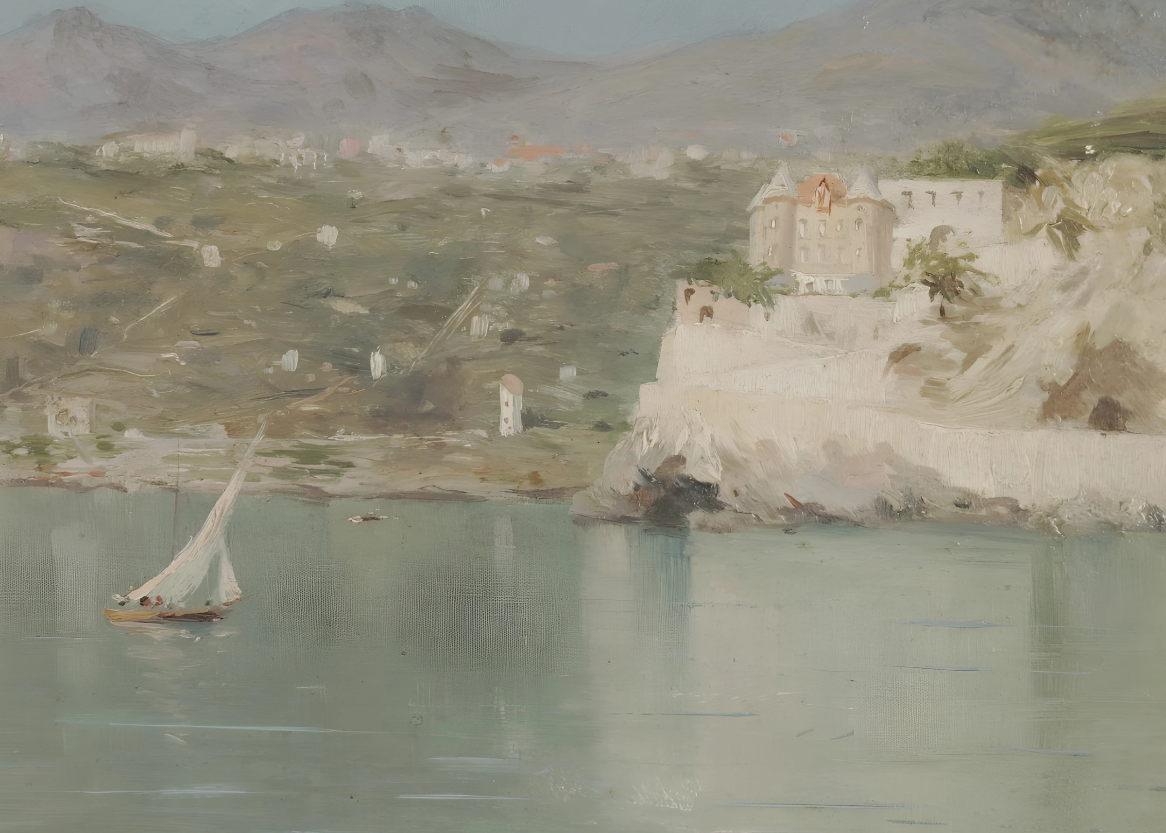 Sailboat Beneath Coastal Cliffs