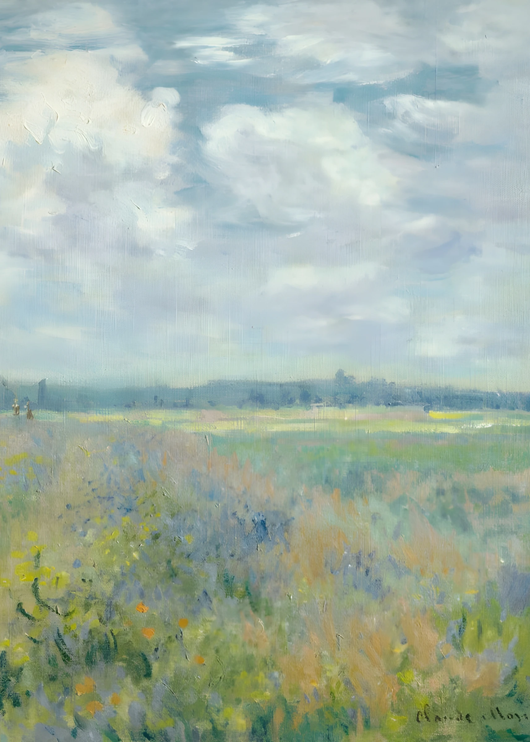 Blue Wildflowers Beneath Summer Clouds