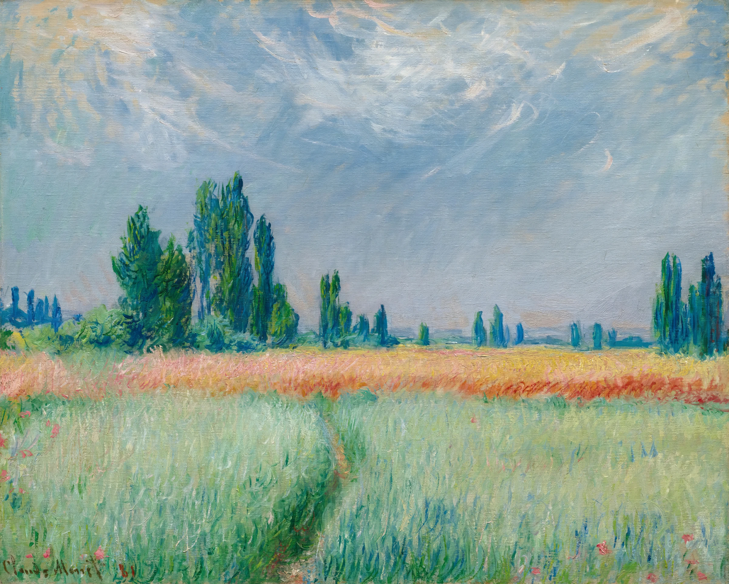 Layered Green Fields Under Clouds