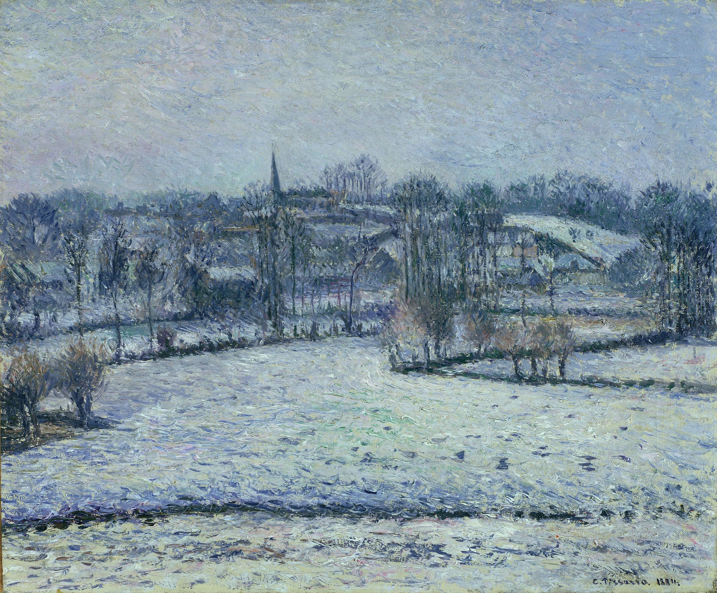Snow Scene at Eragny (View of Bazincourt), 1884