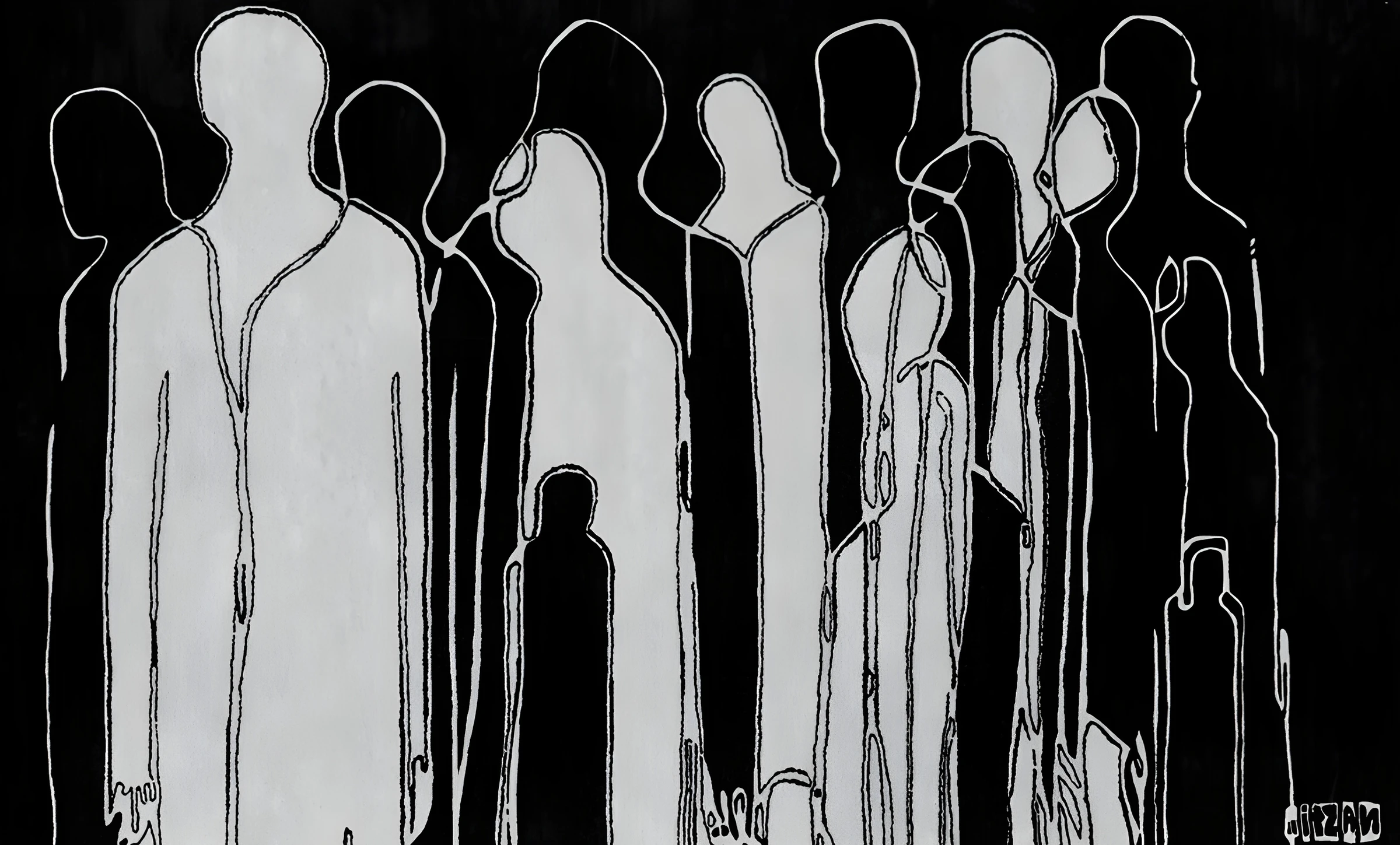Pale Figures Against Black