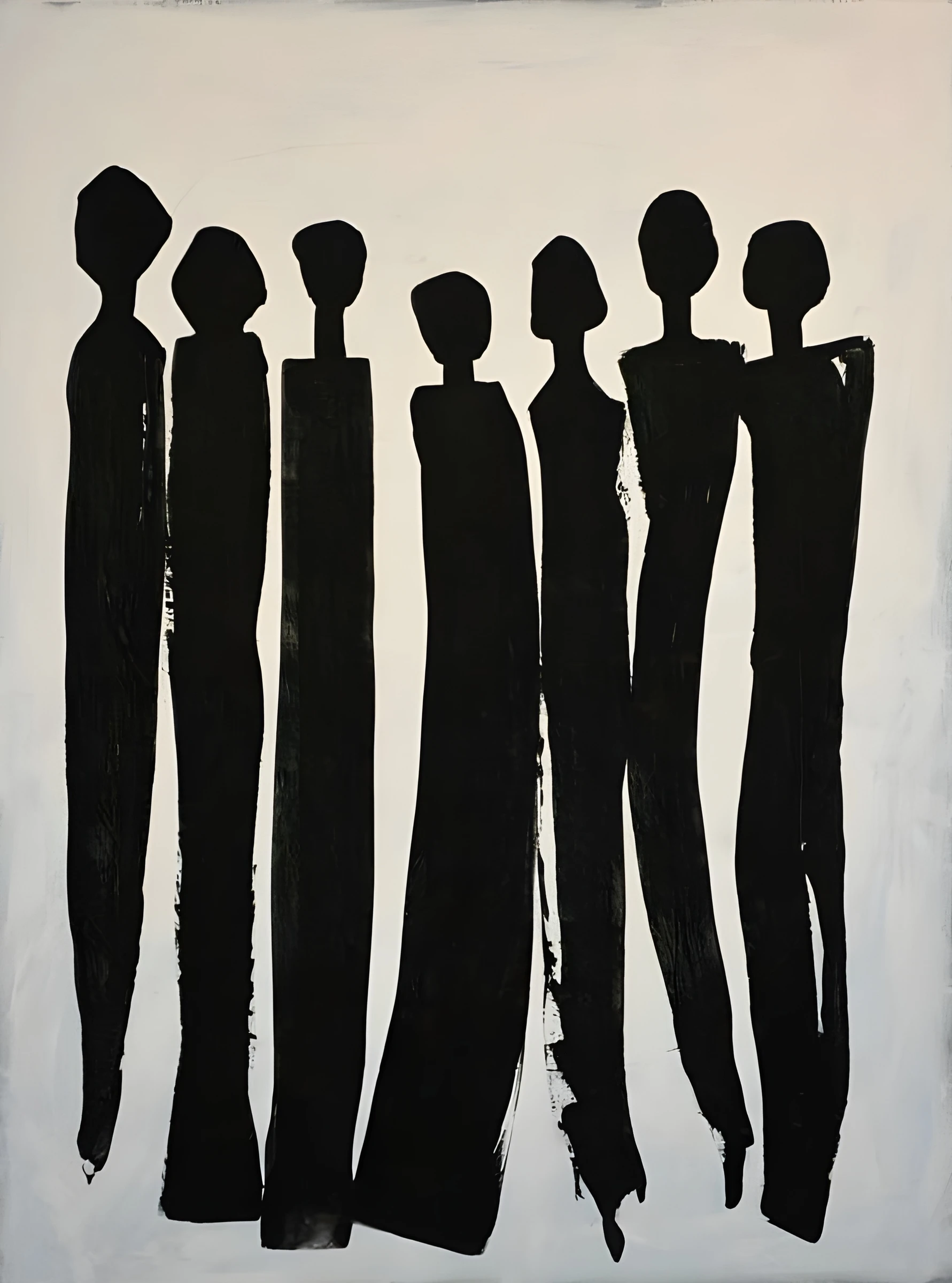Row of Slender Black Silhouettes