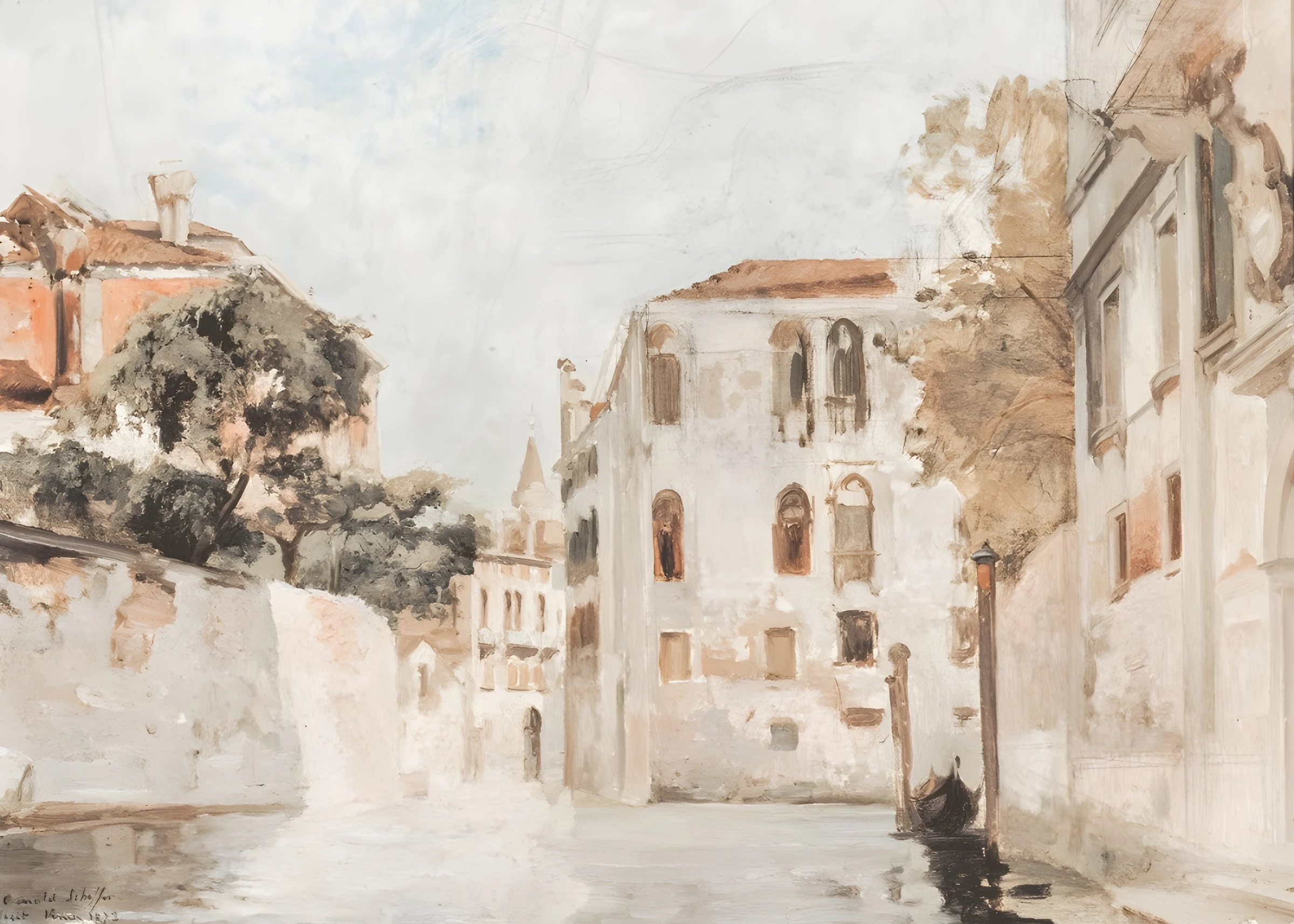 Sunlit Courtyard and Pale Houses