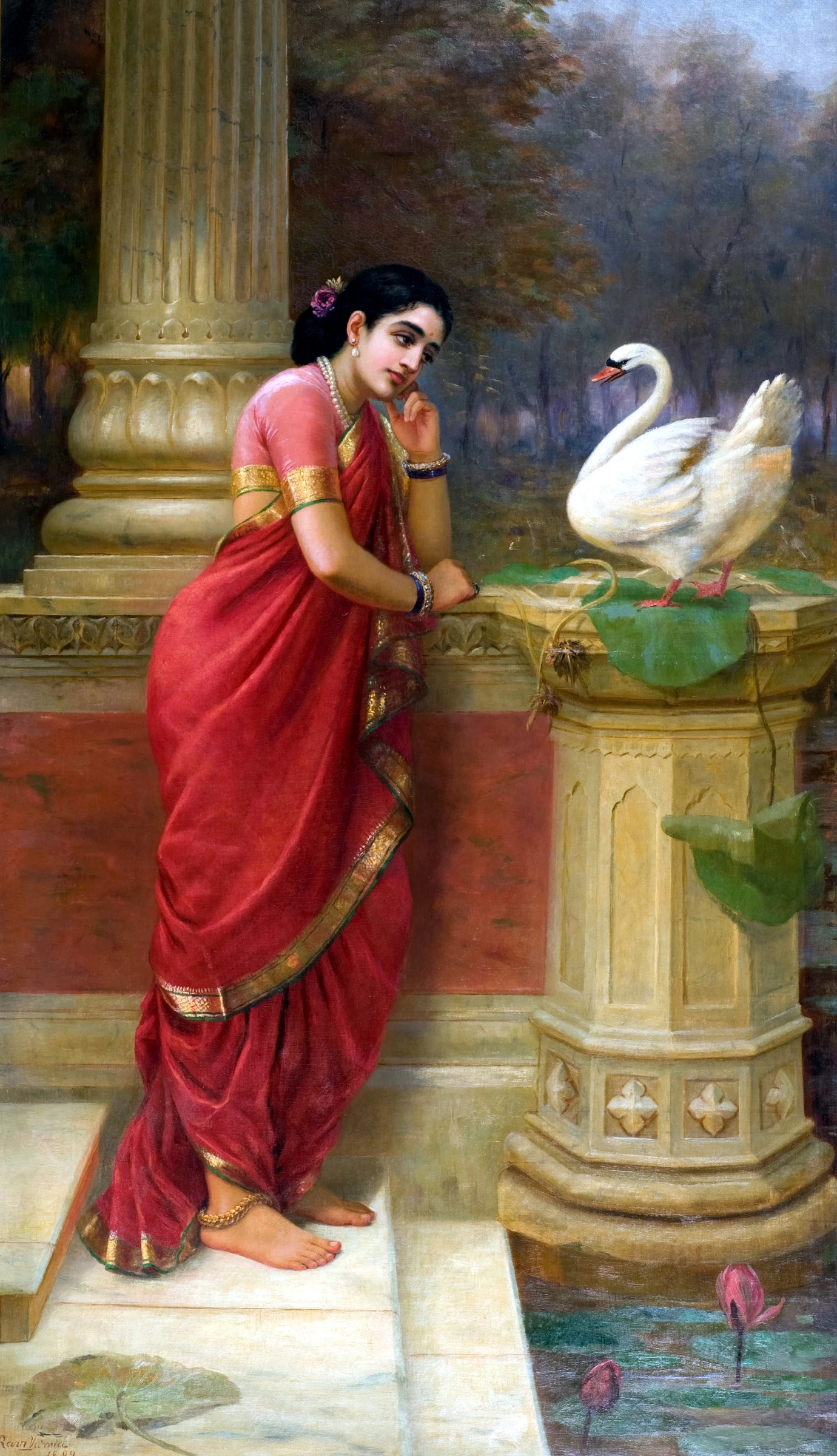Ravi Varma Princess Damayanthi talking with Royal Swan about Nala