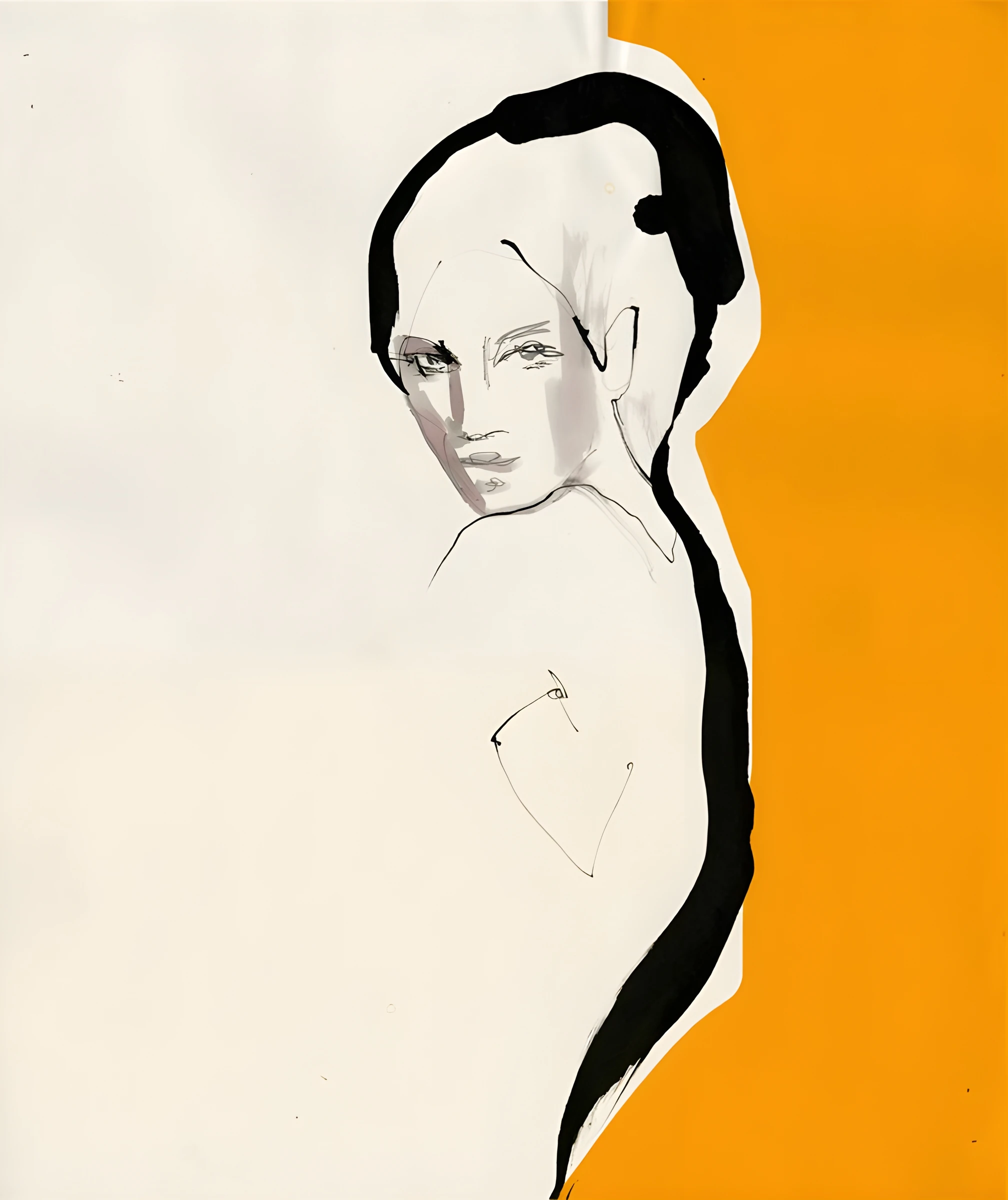 Outlined Portrait Beside Orange
