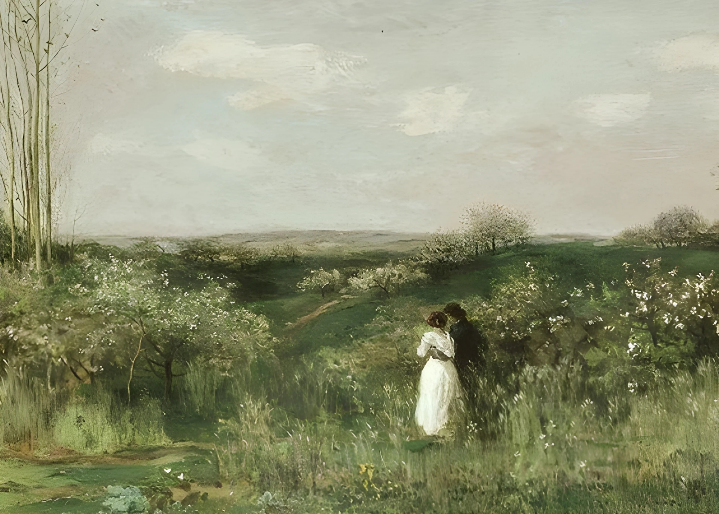 Small Figure in an Open Green Meadow