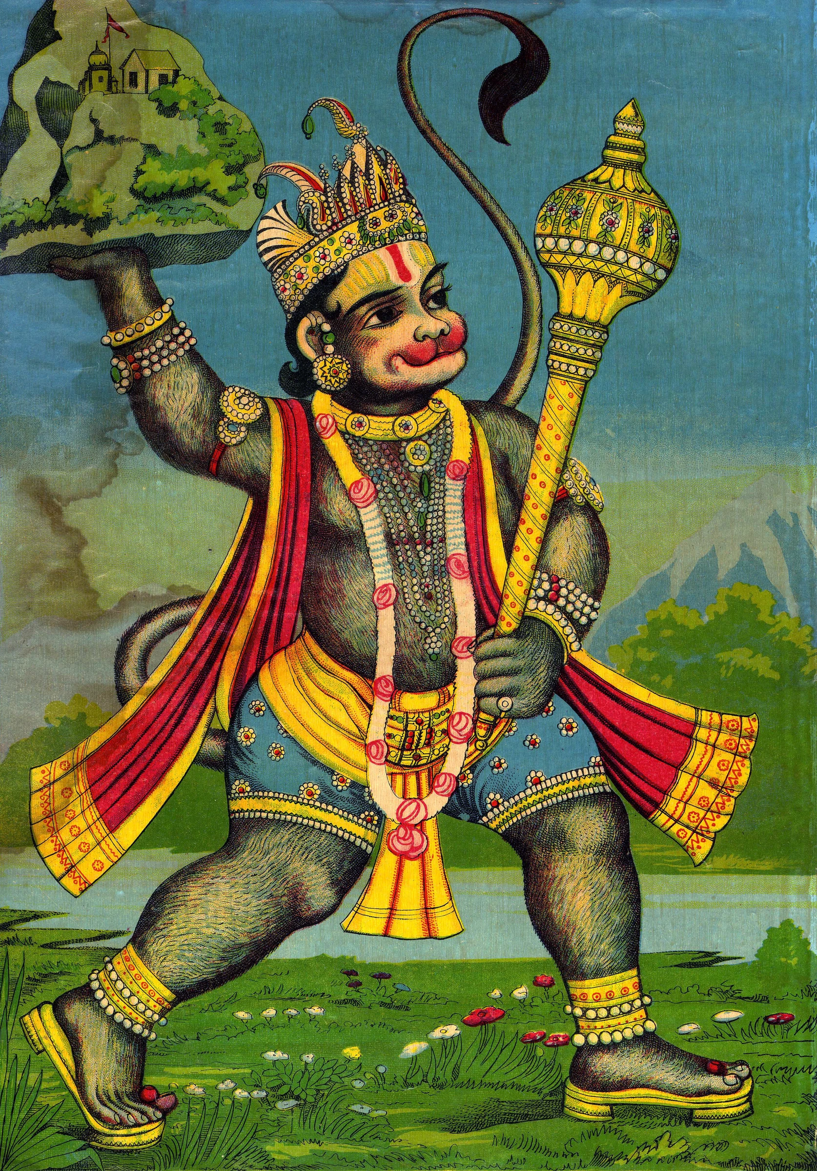 Hanuman fetches the herb bearing mountain 1910