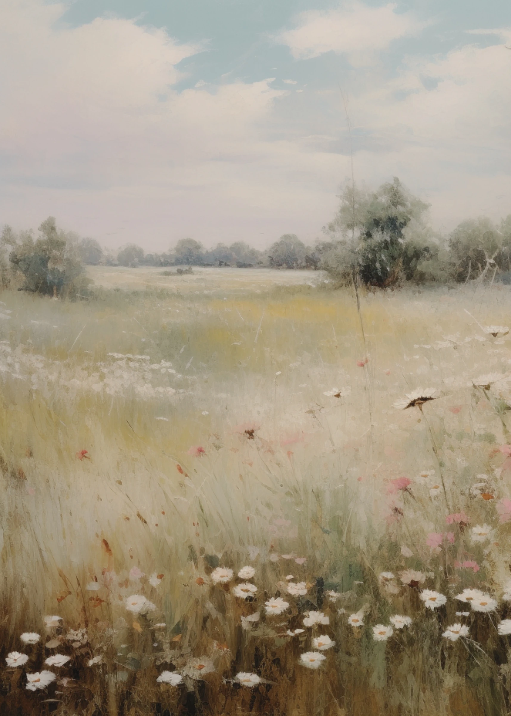 Pale Meadow and Distant Trees