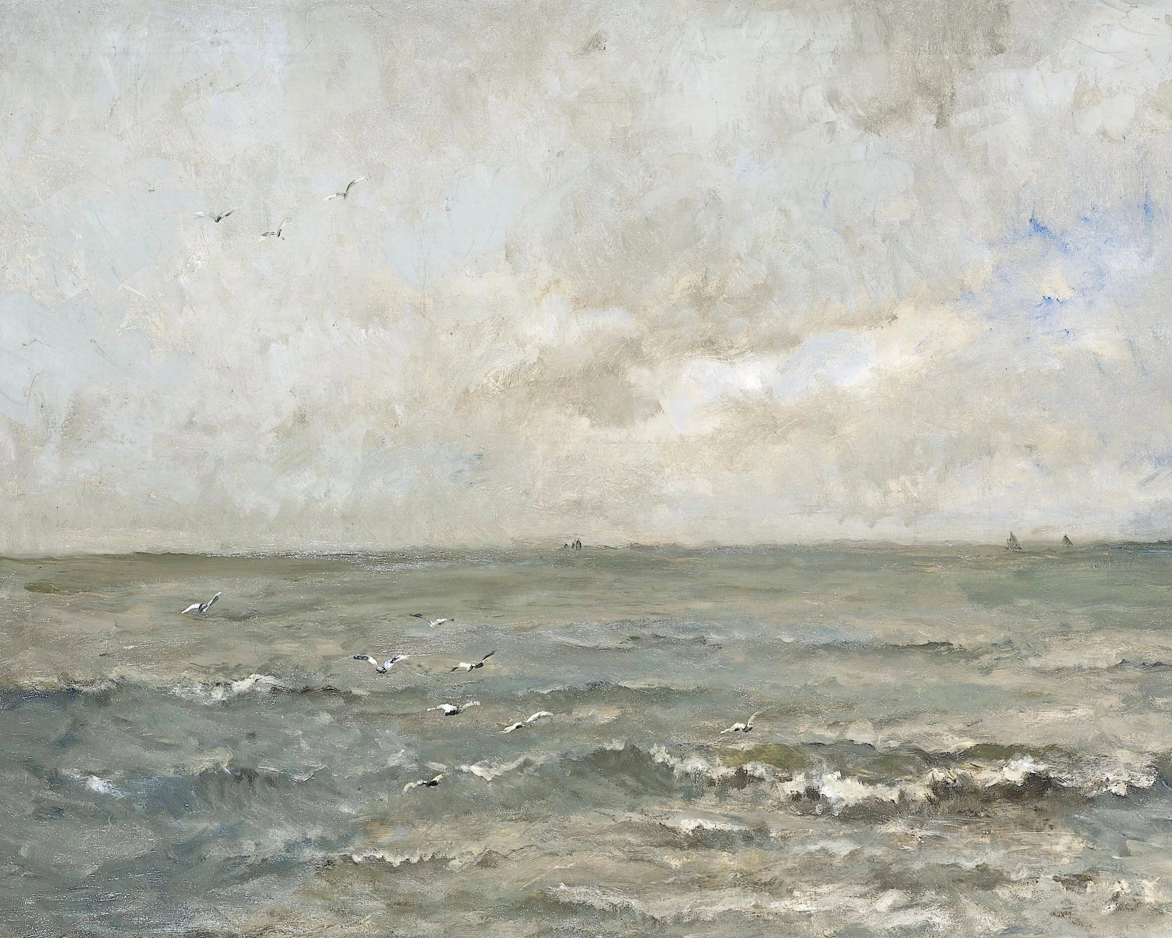 Rolling Waves Under a Clouded Sky