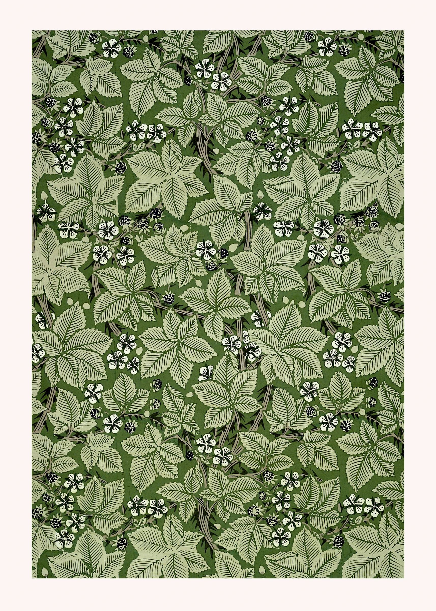 Dense Green Leaf and Flower Pattern