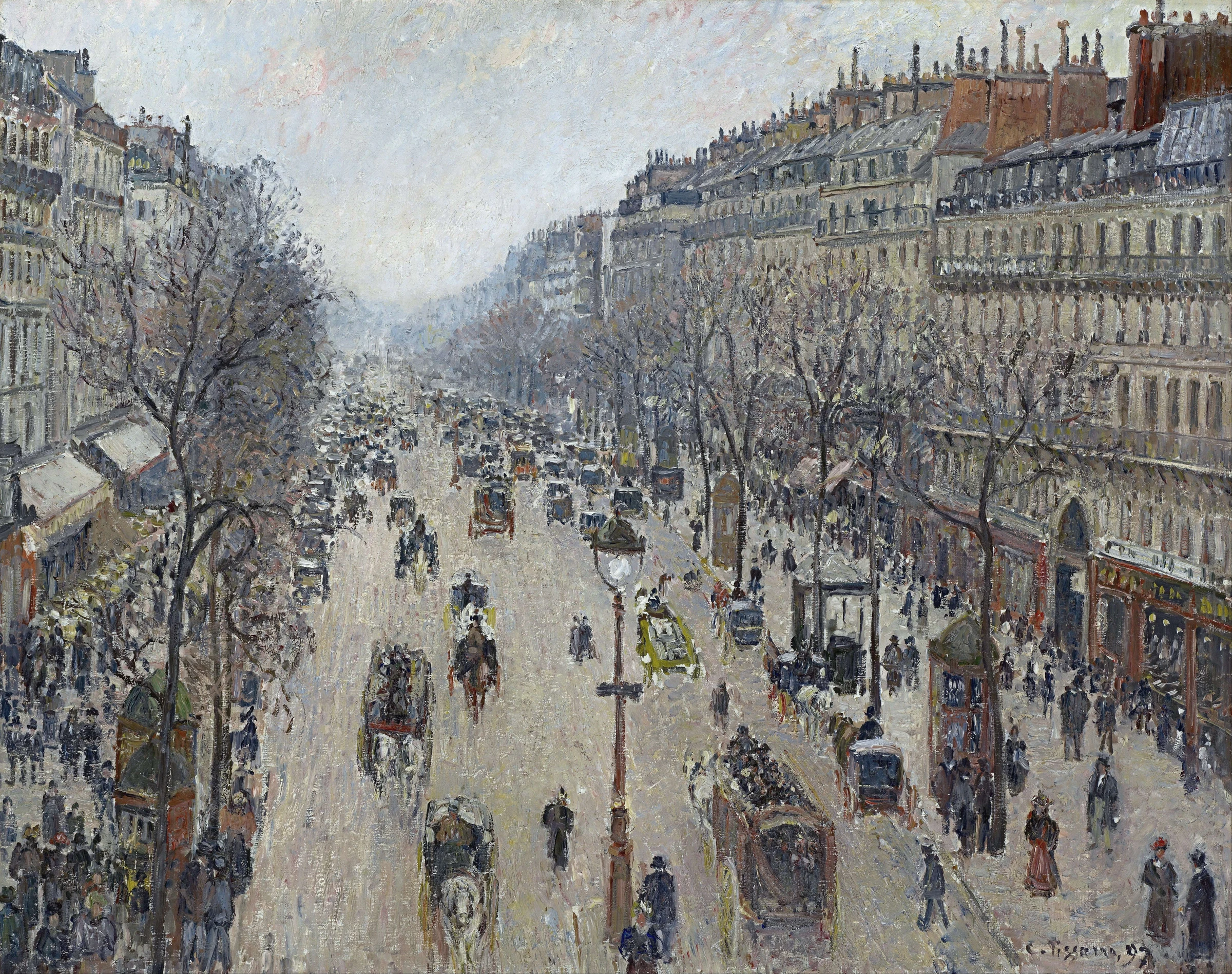 Boulevard Montmartre Morning, Grey Weather, 1897