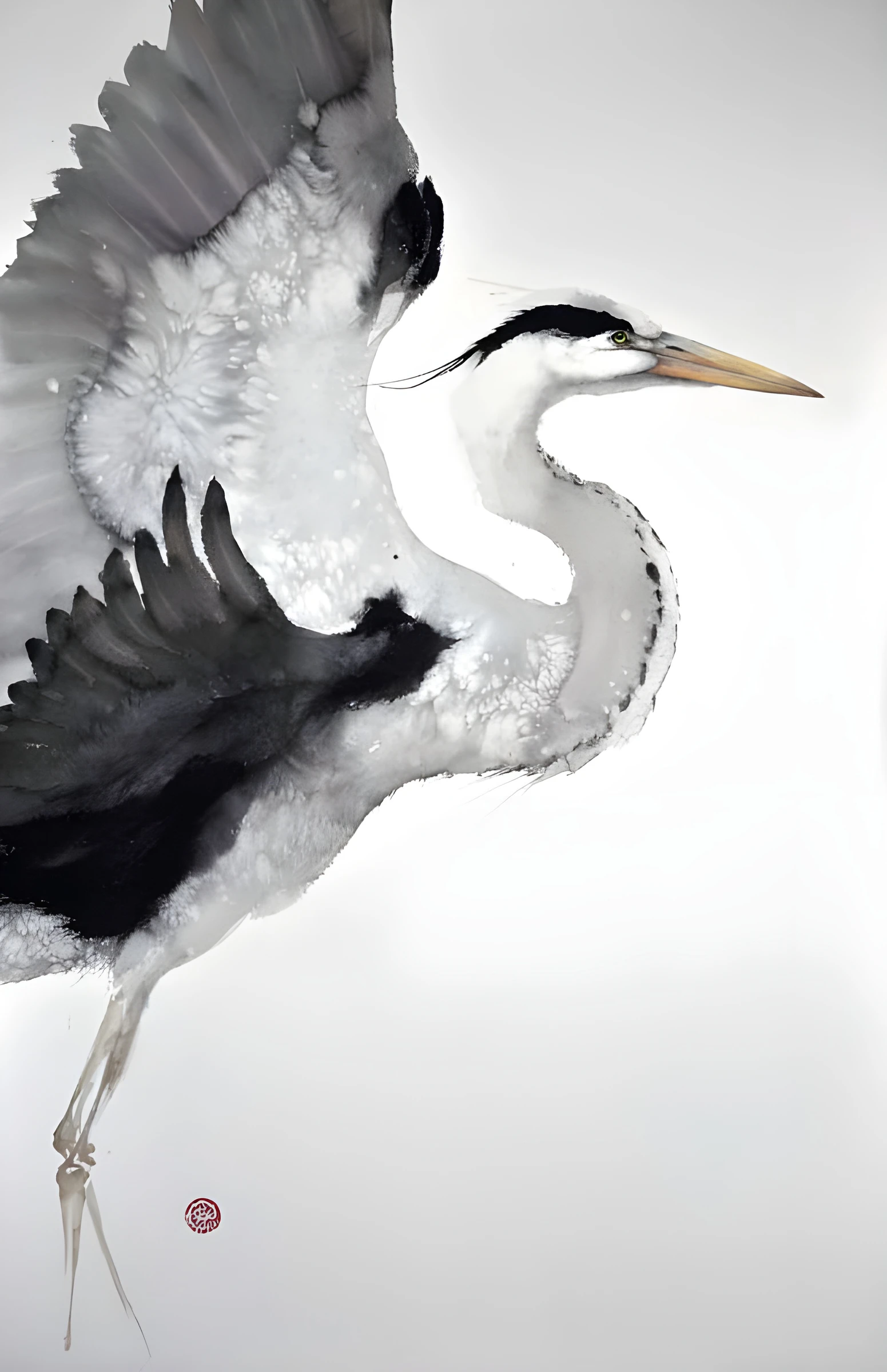 Heron with a Raised Wing
