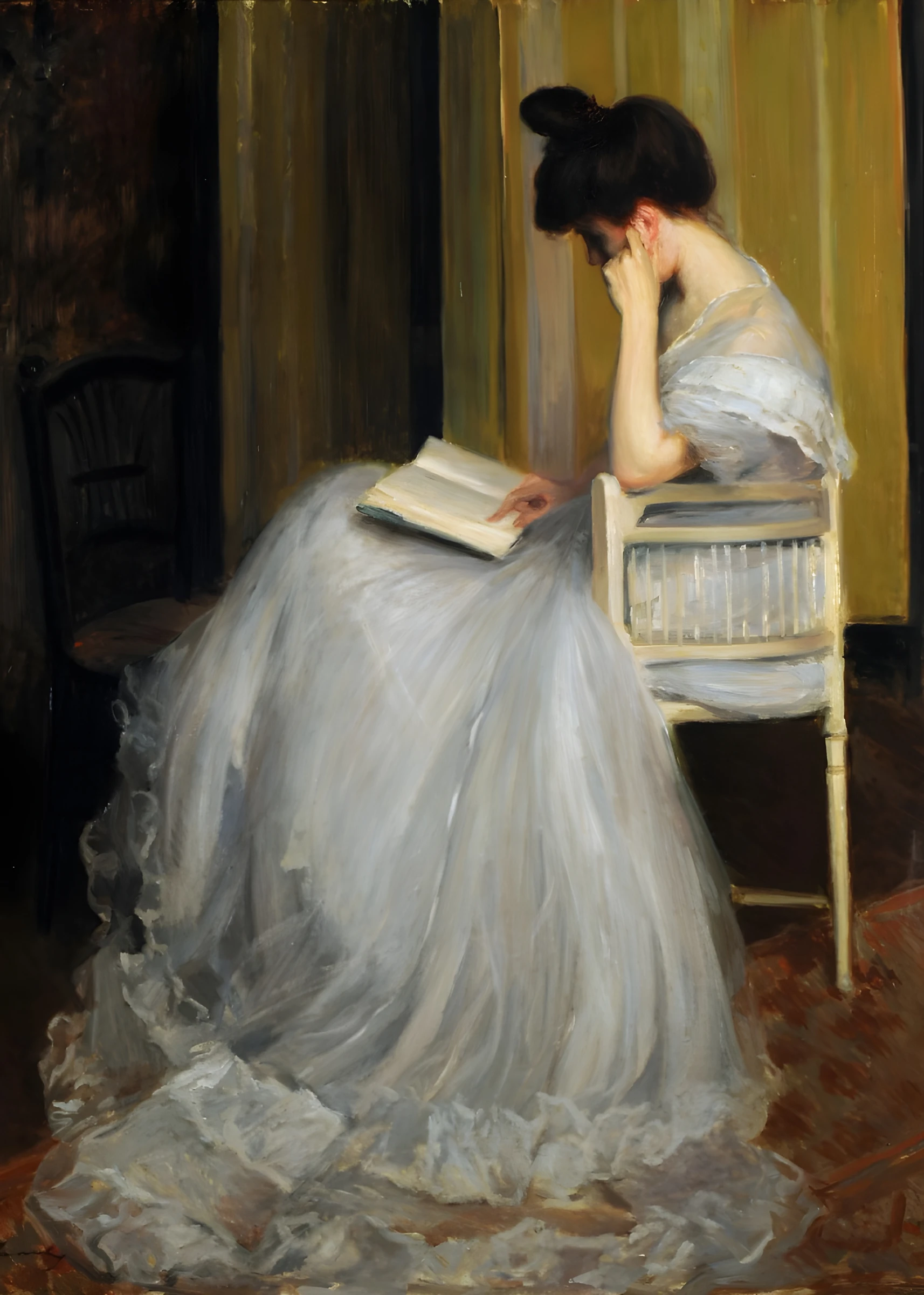 Woman Reading Beside a Doorway