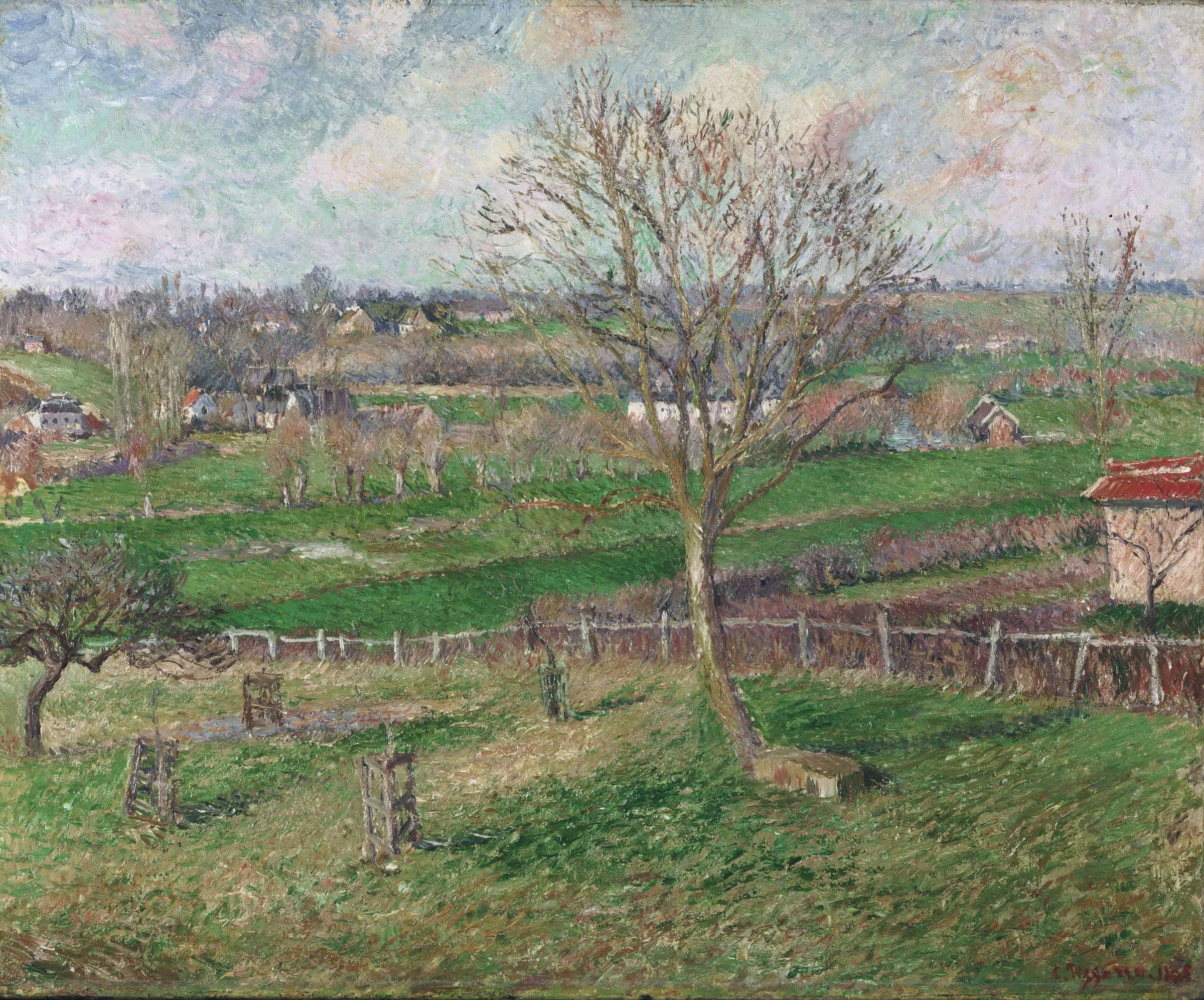 The Field and the Great Walnut Tree in Winter, Eragny, 1885