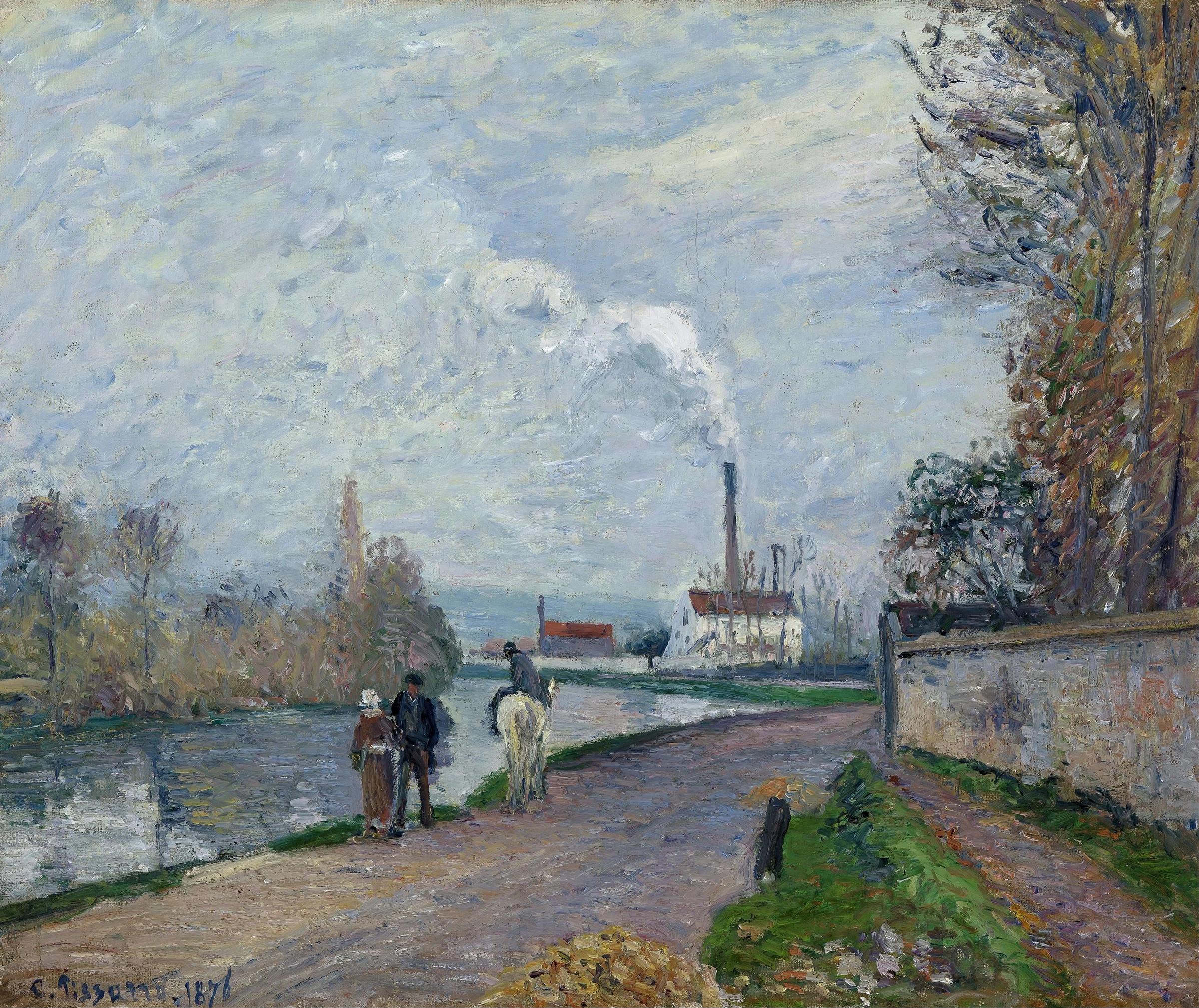 The Oise at Pontoise, Grey Weather, 1876