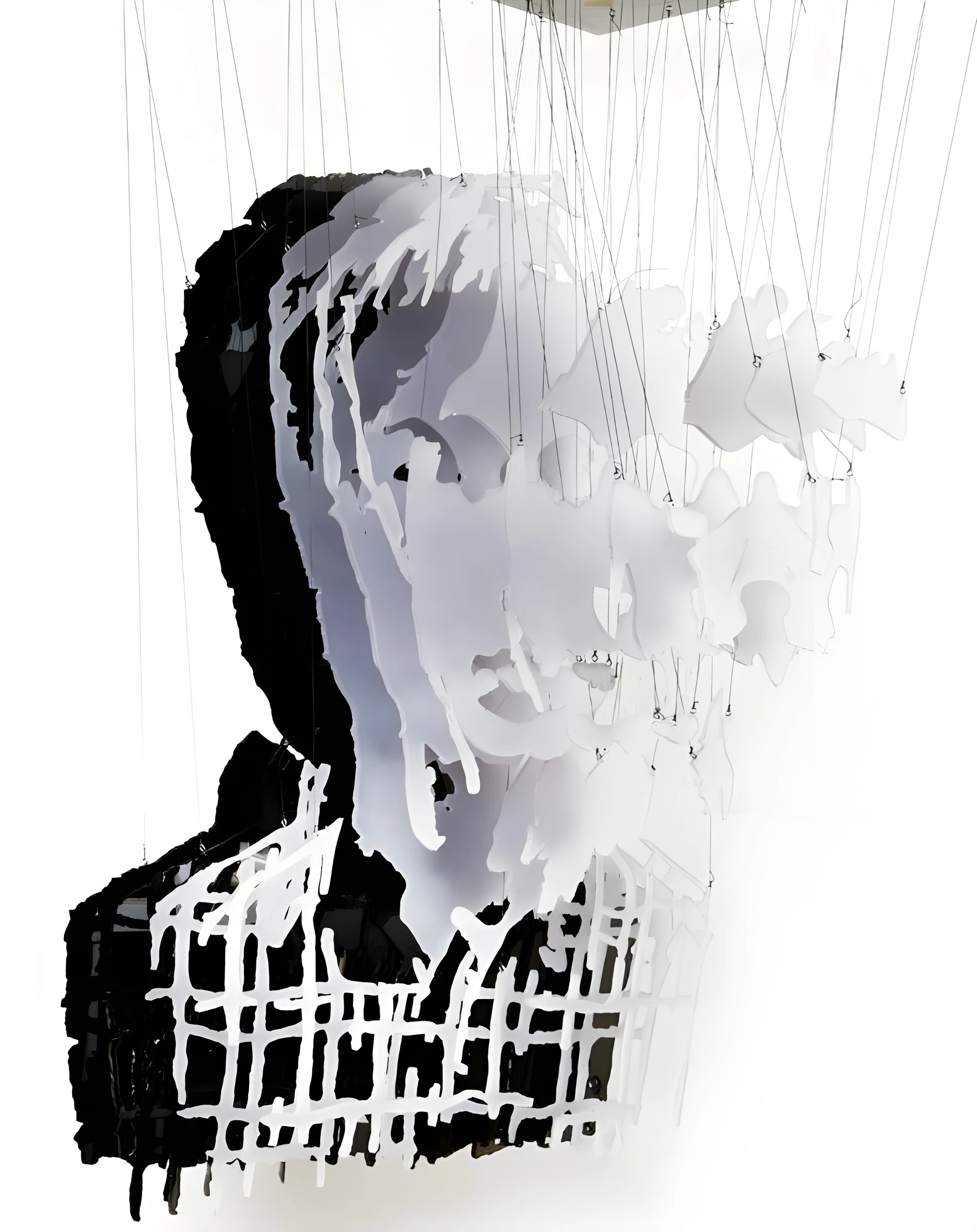 Fragmented Head with Vertical Trails