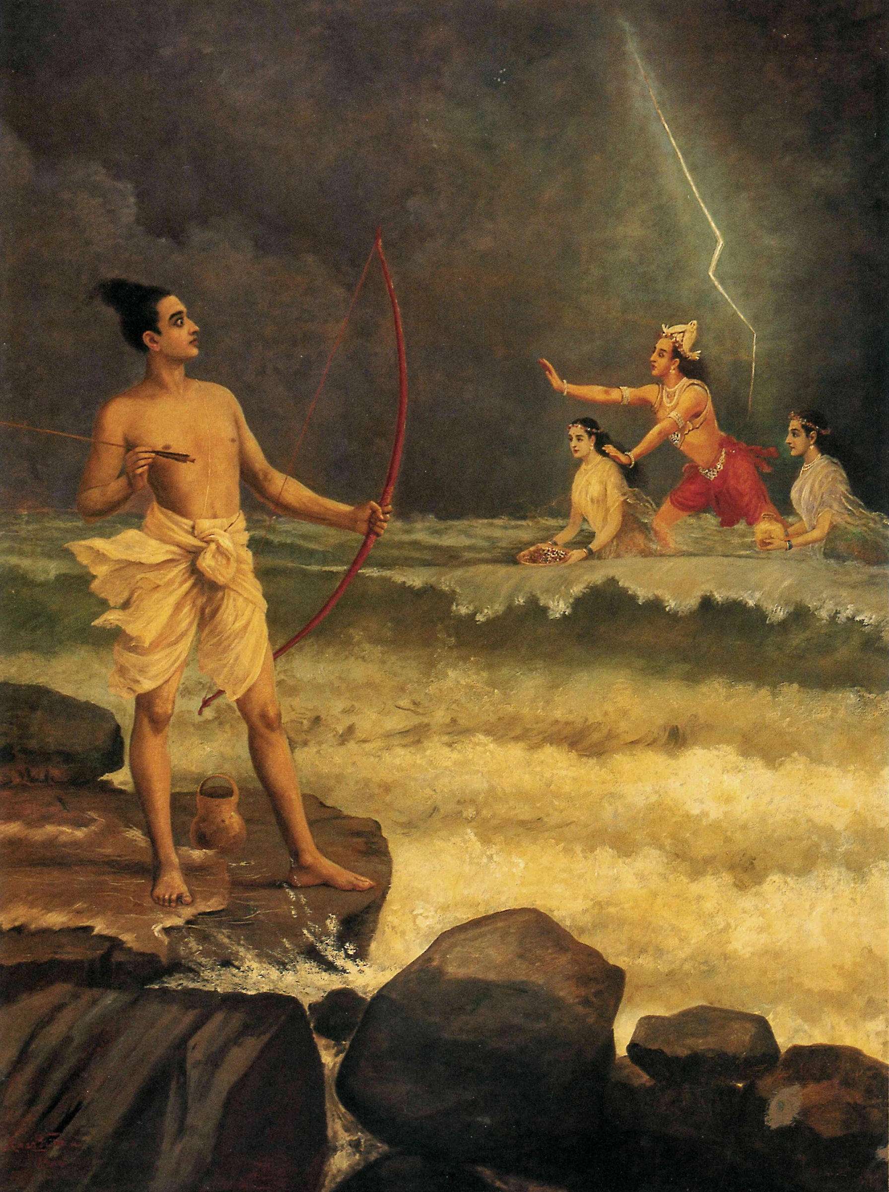 Rama Threatens The Ocean God Varuna On His Not Making Way For Him 1905