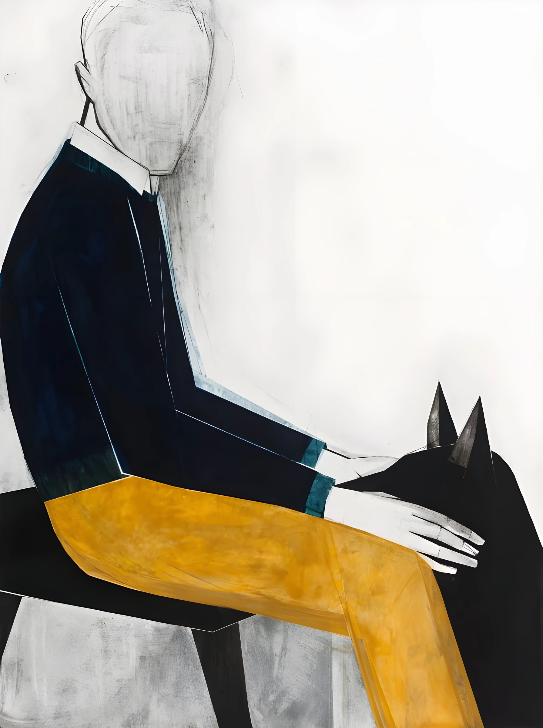Seated Figure with a Dark Animal