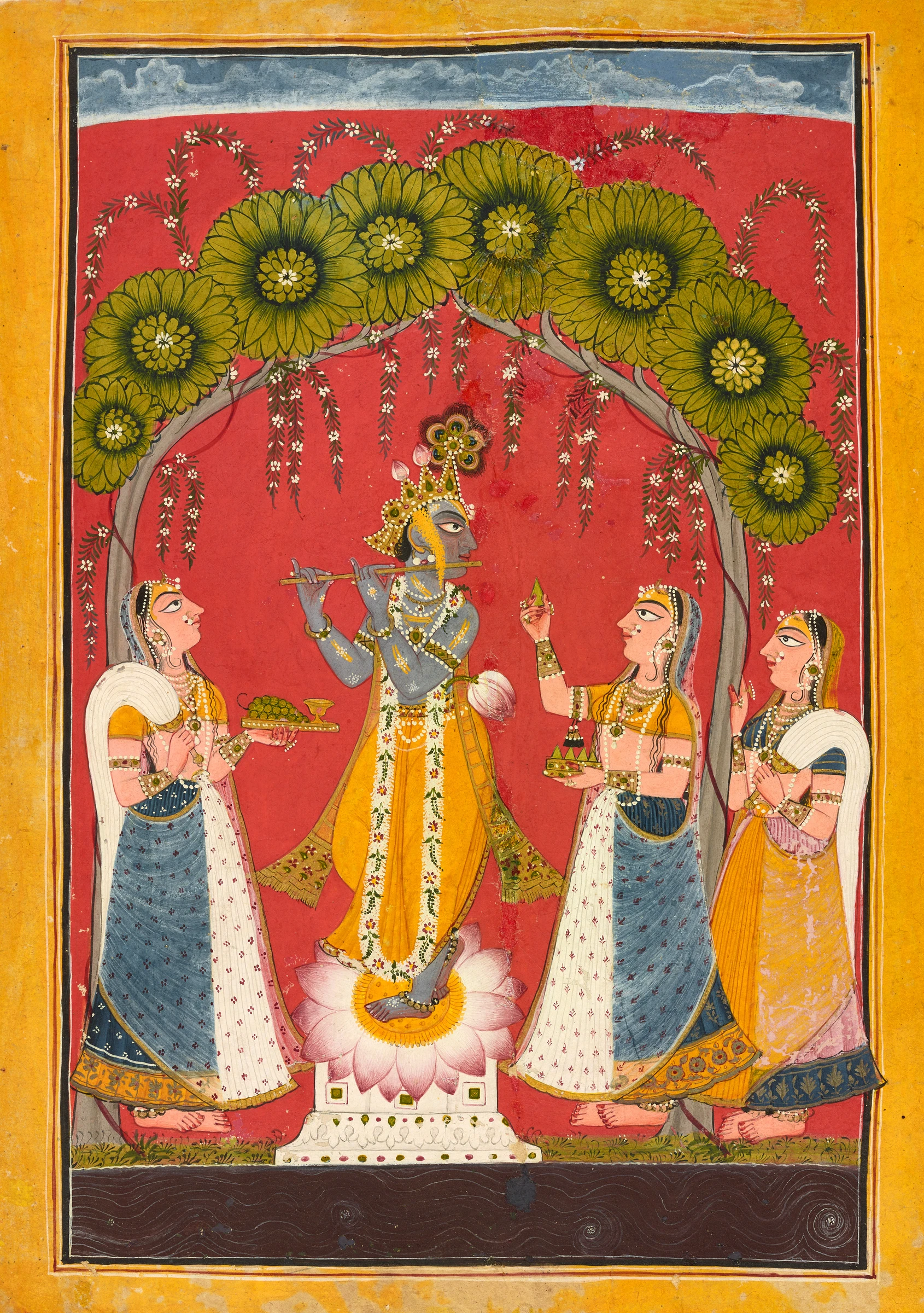 Krishna fluting, folio from a Dasavatar series