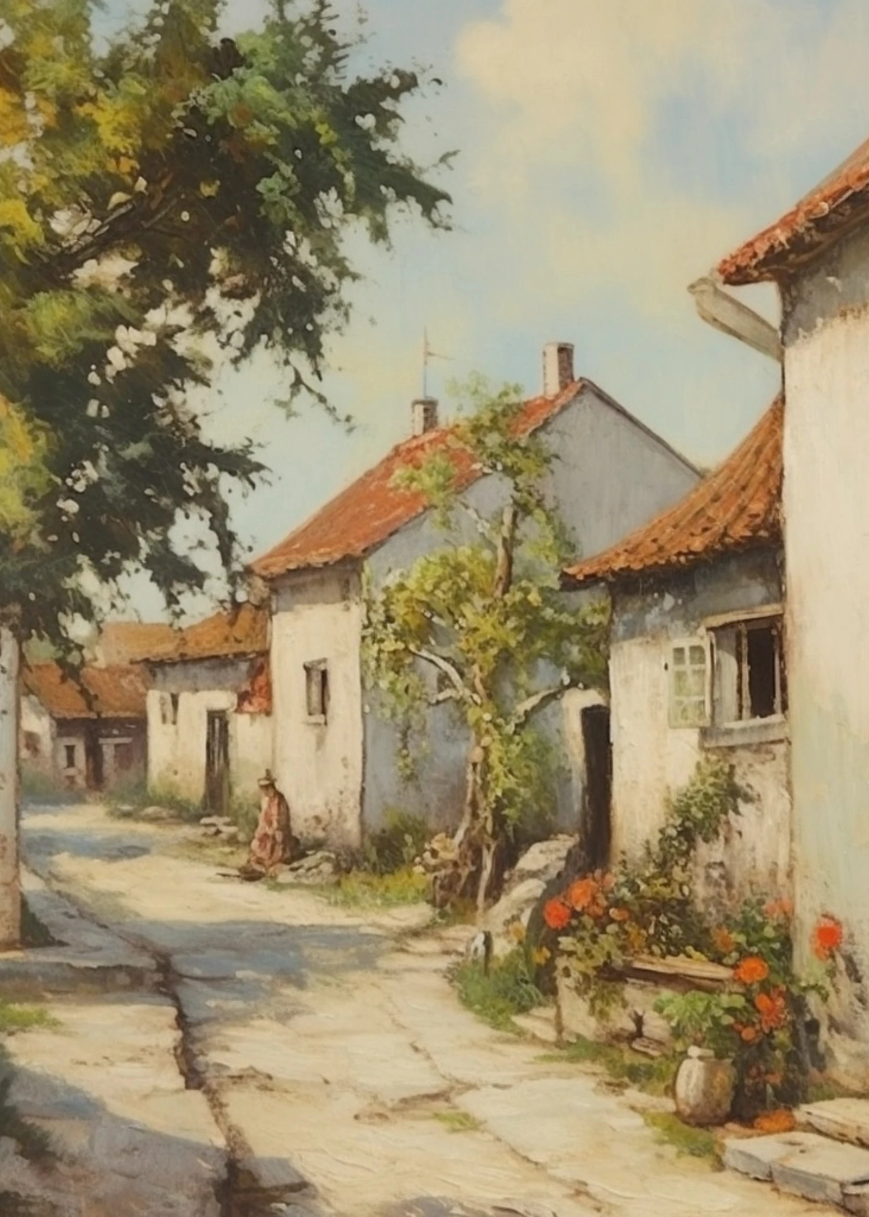 Sunlit Village Lane