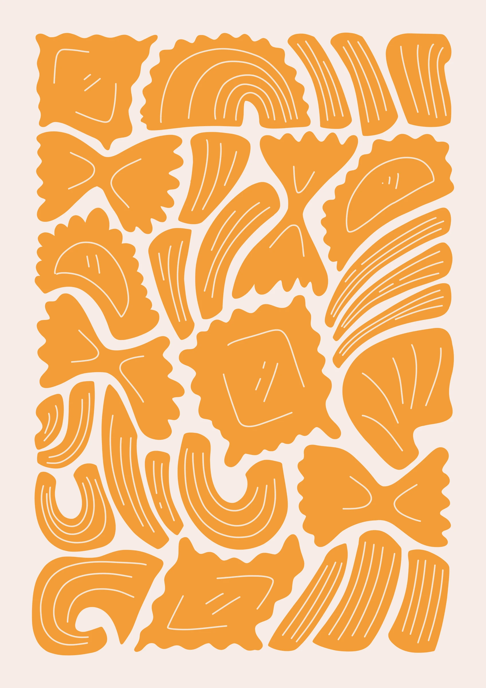Dense Orange Pasta Shapes