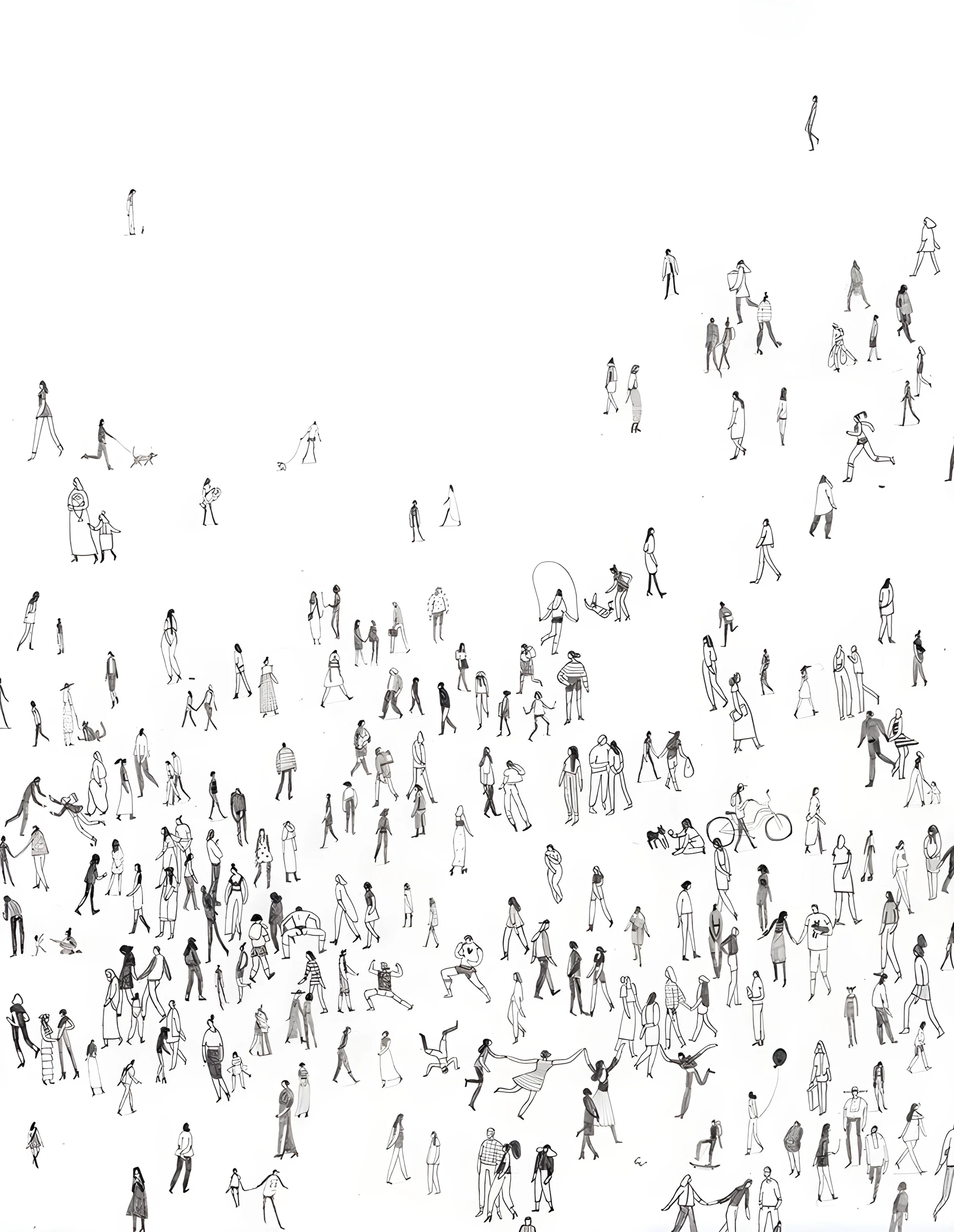 Crowd of Tiny Sketched Figures