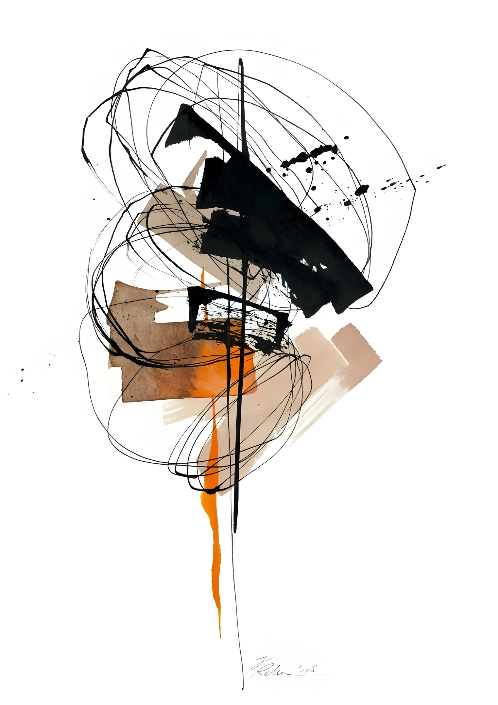 Tangled Forms with an Orange Drip