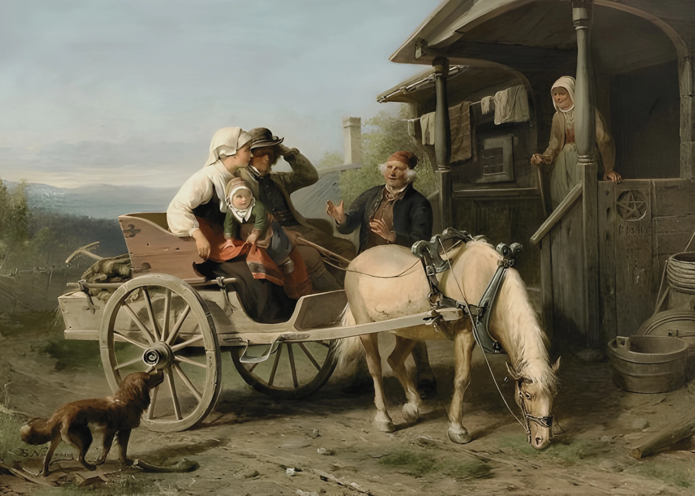 Travelers Outside a Country Inn